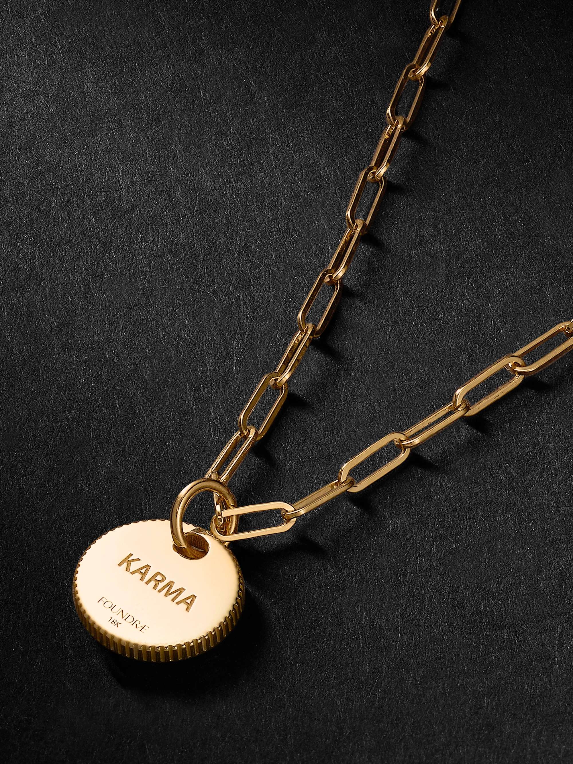FOUNDRAE Mini Karma 18-Karat Gold Necklace