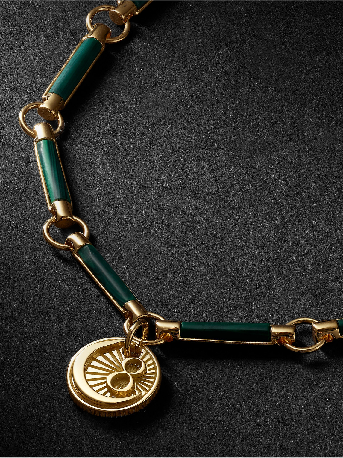 Shop Foundrae 18-karat Gold Malachite Bracelet In Green