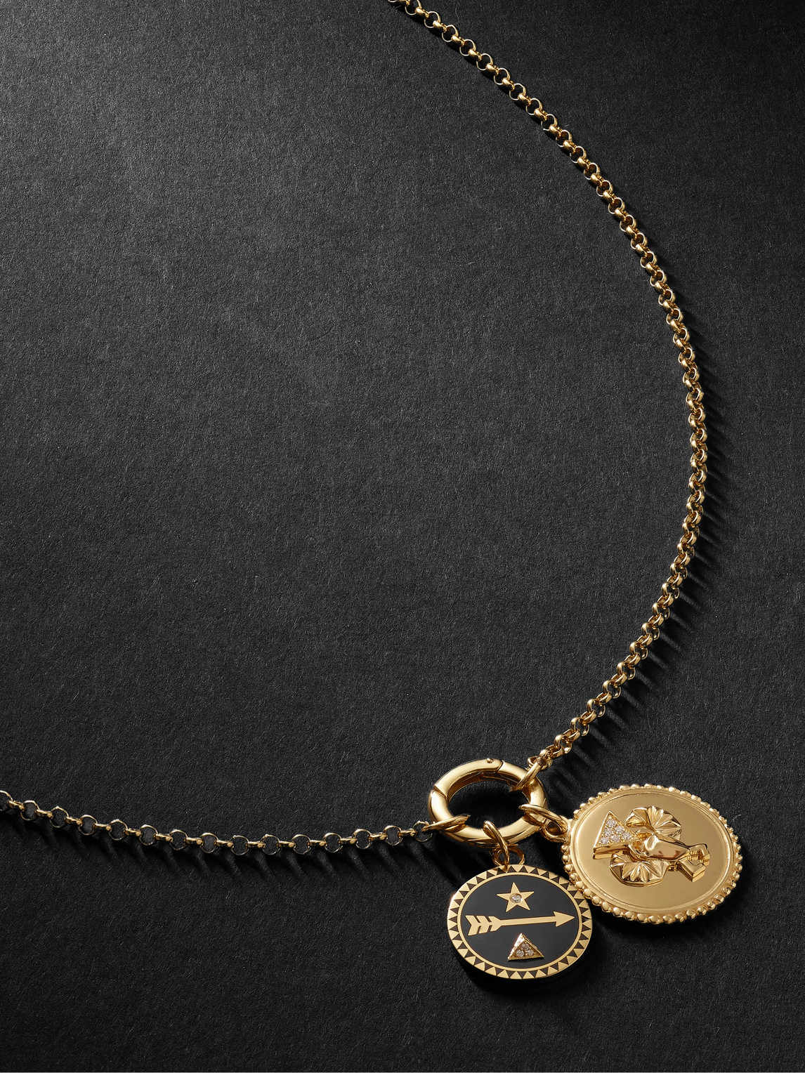 Foundrae 18-karat Gold, Diamond And Enamel Necklace