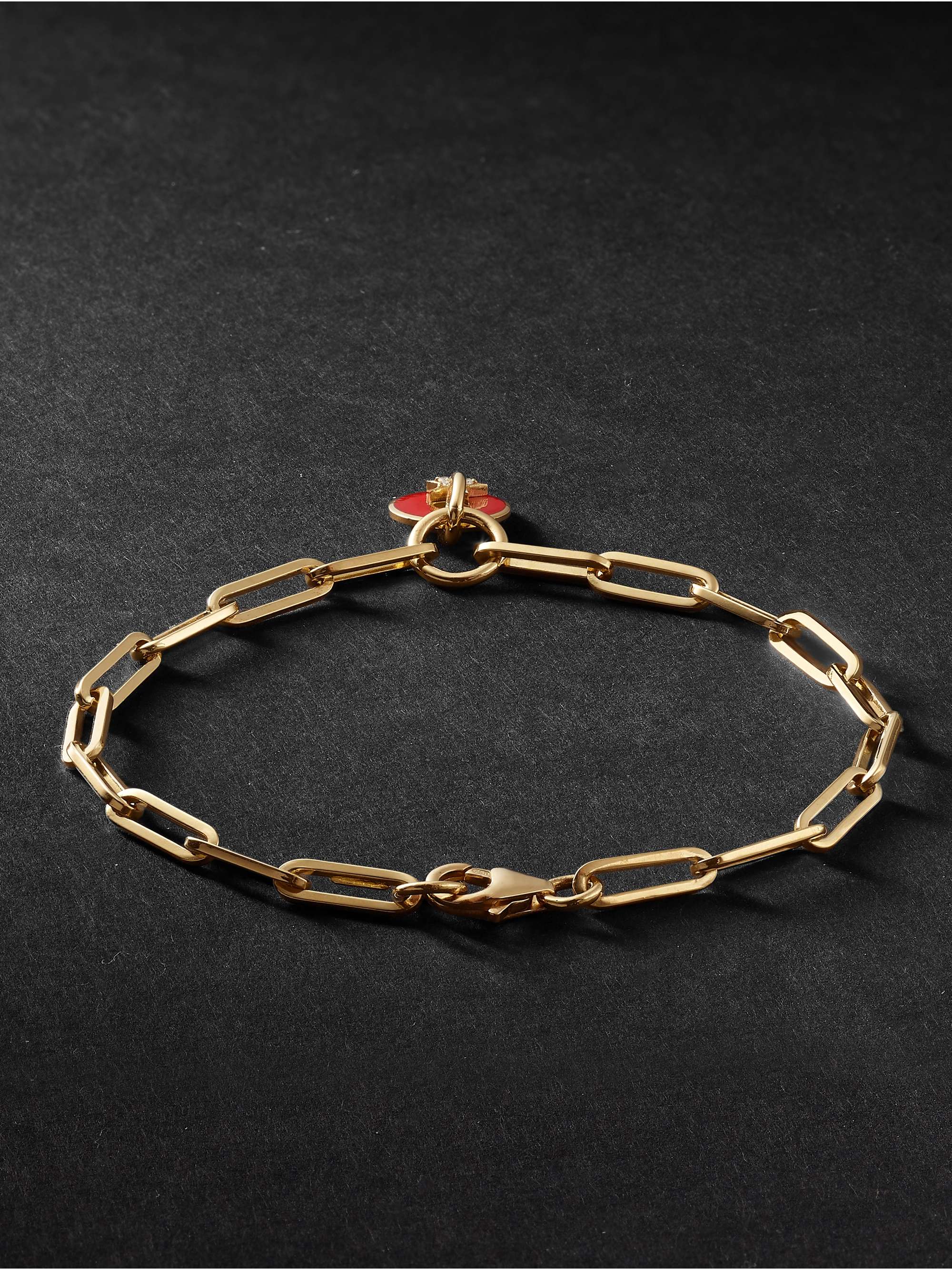 FOUNDRAE Classic Fob 18-Karat Gold, Diamond and Enamel Bracelet