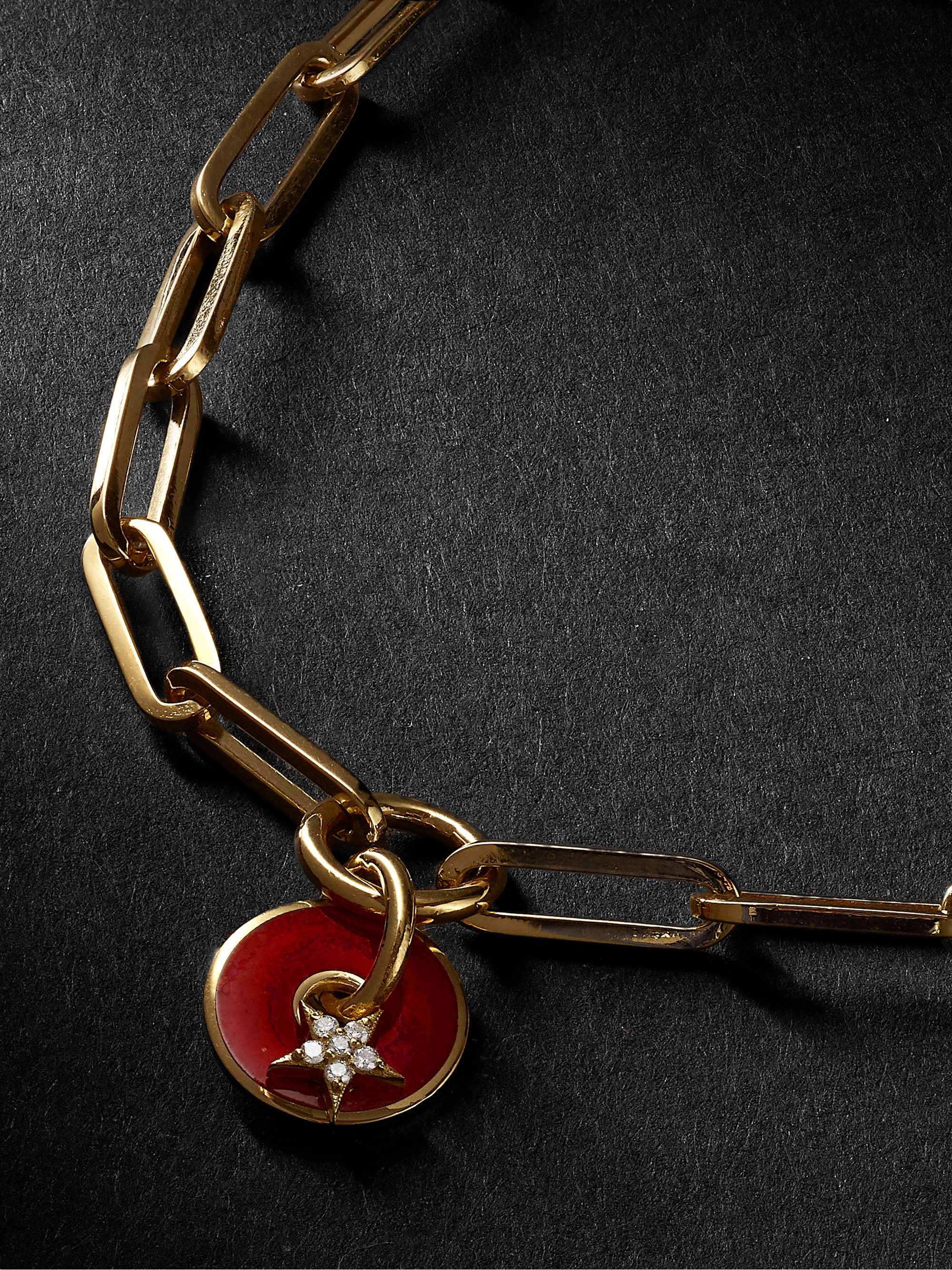 FOUNDRAE Classic Fob 18-Karat Gold, Diamond and Enamel Bracelet