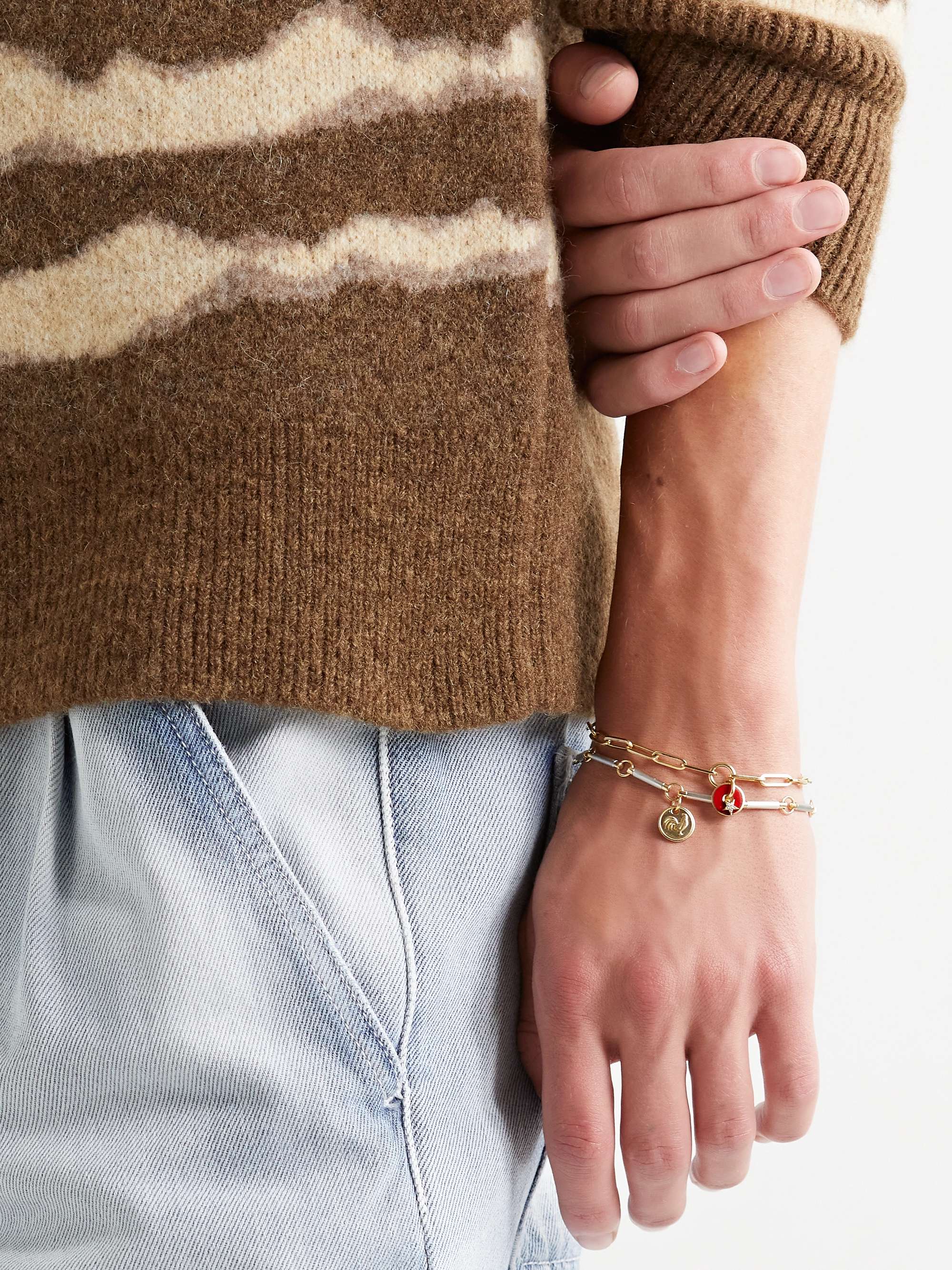 FOUNDRAE Classic Fob 18-Karat Gold, Diamond and Enamel Bracelet