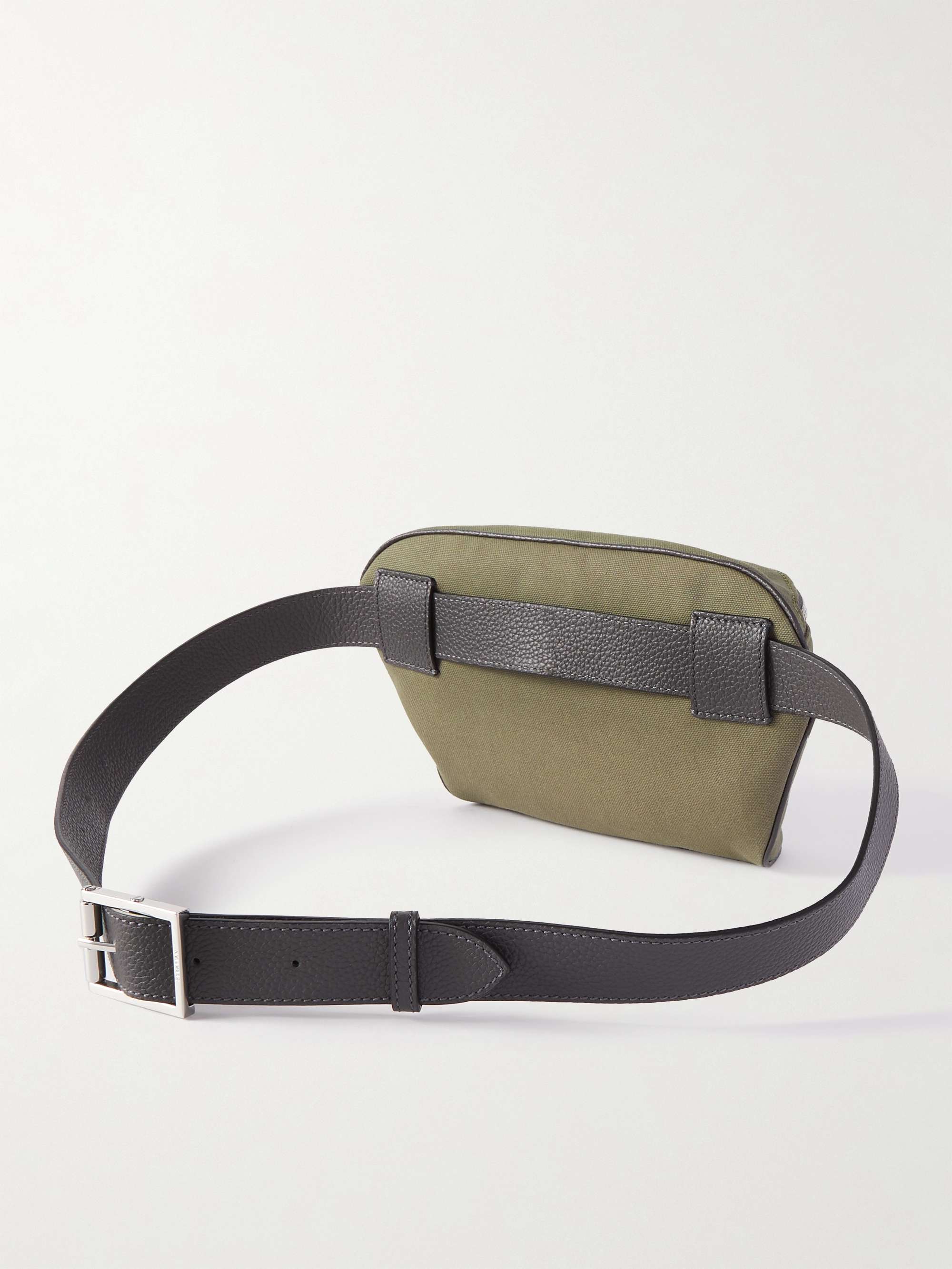 SERAPIAN Leather-Trimmed Canvas Belt Bag
