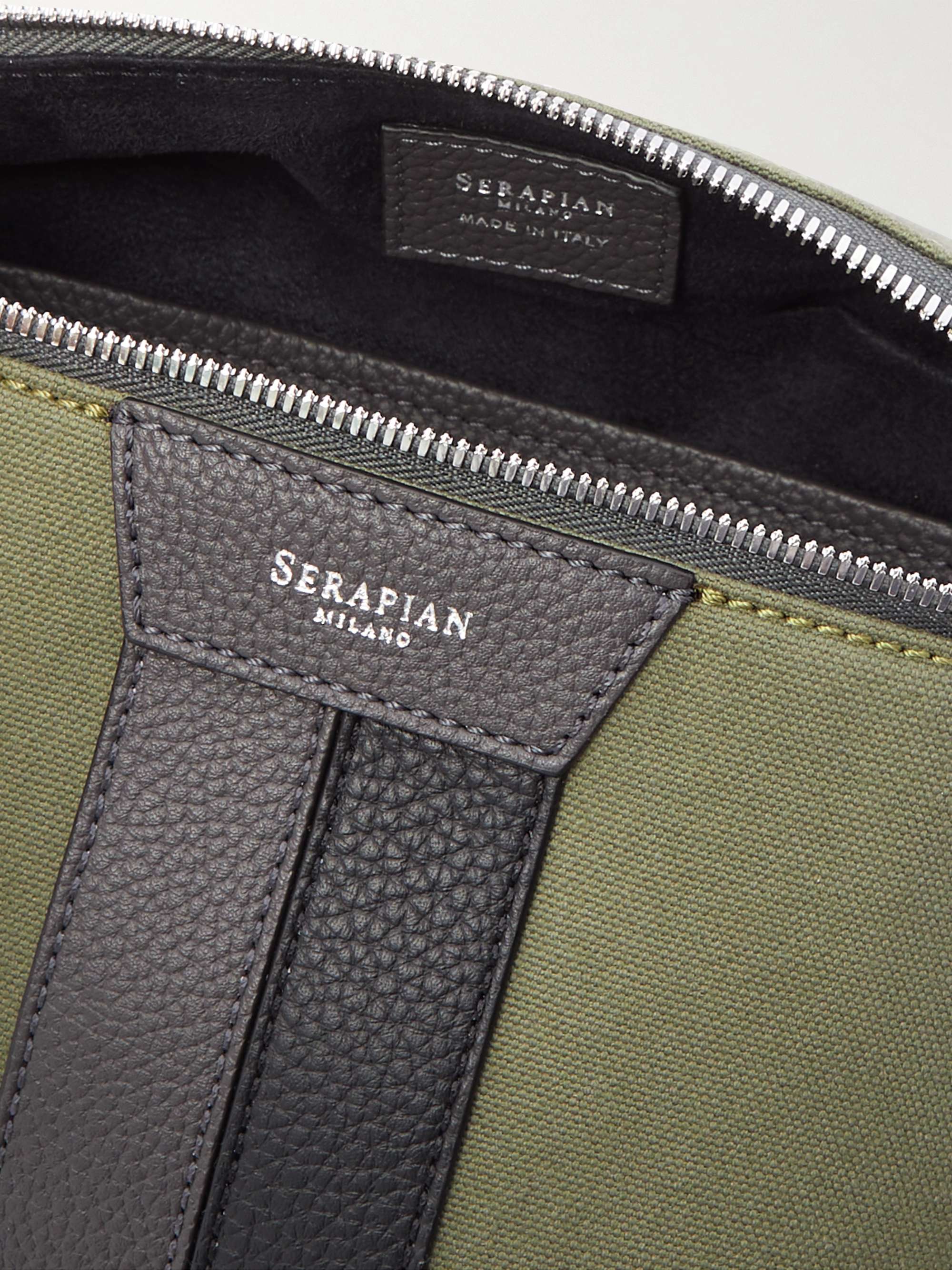SERAPIAN Leather-Trimmed Canvas Belt Bag