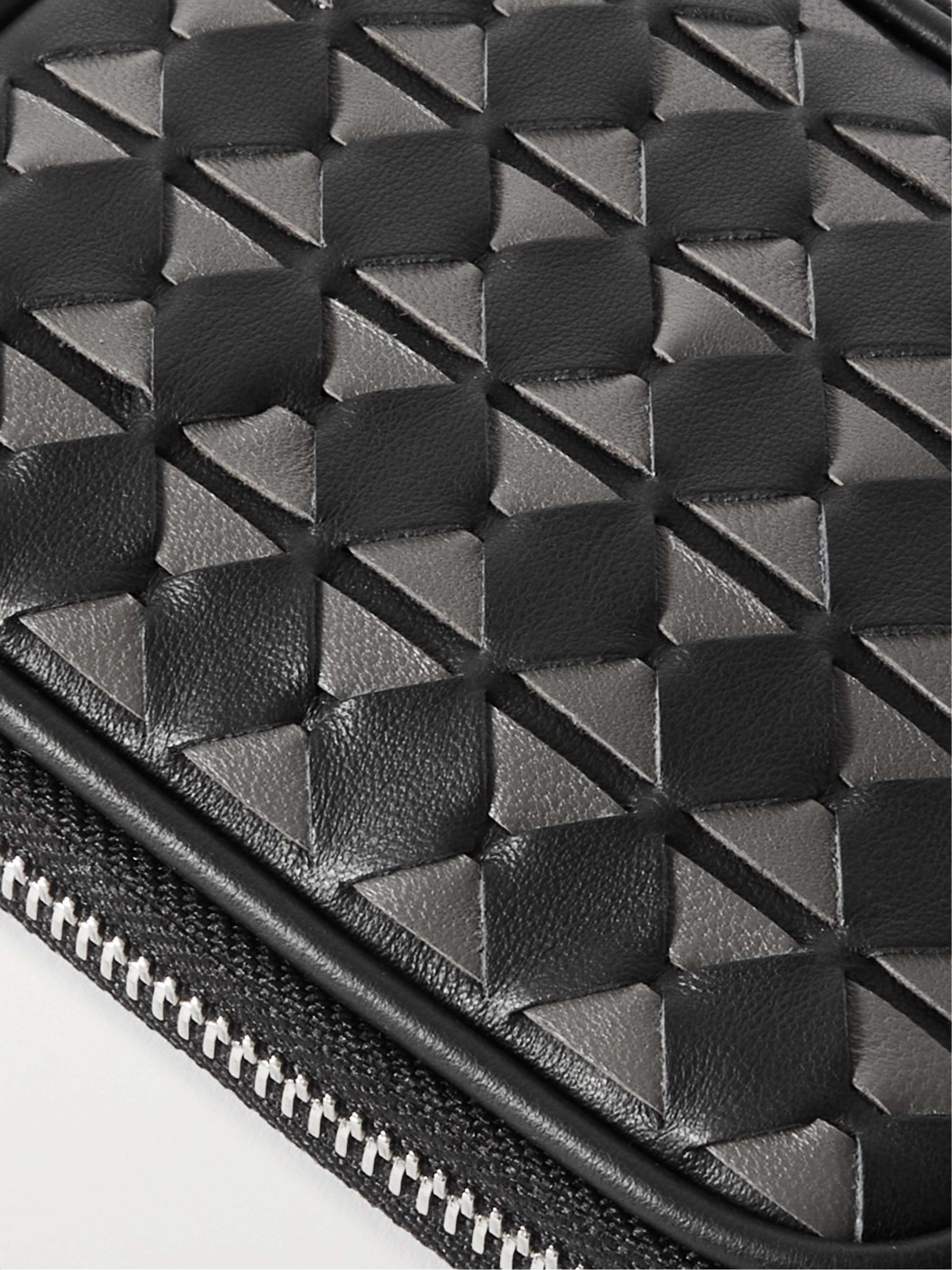 SERAPIAN Mosaico Woven Leather Wallet with Lanyard