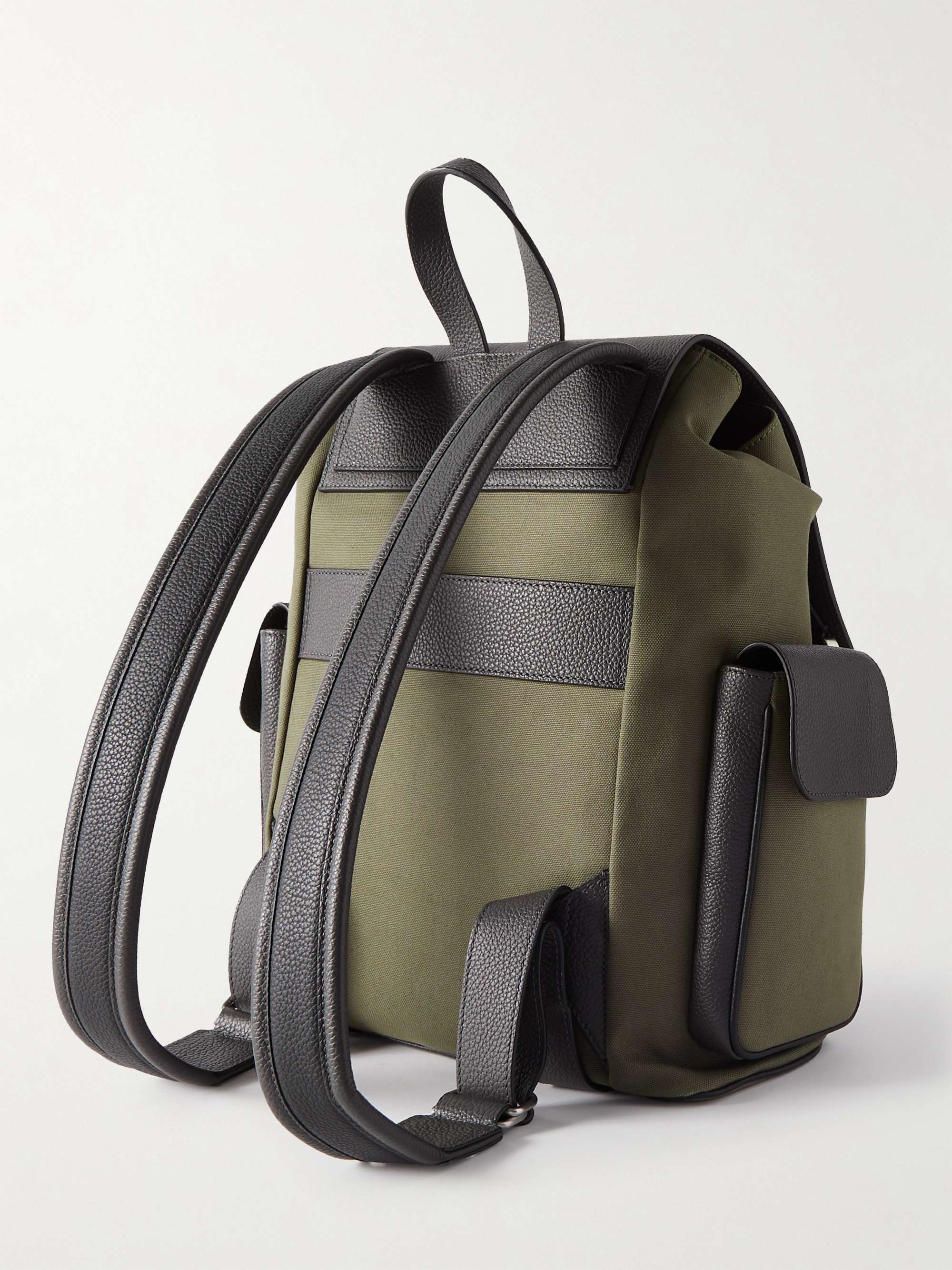 SERAPIAN Leather-Panelled Canvas Backpack