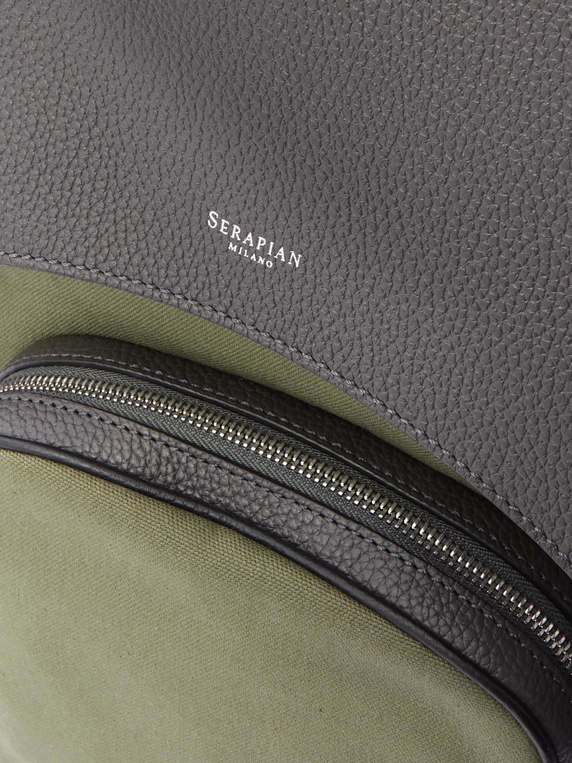 SERAPIAN Leather-Panelled Canvas Backpack