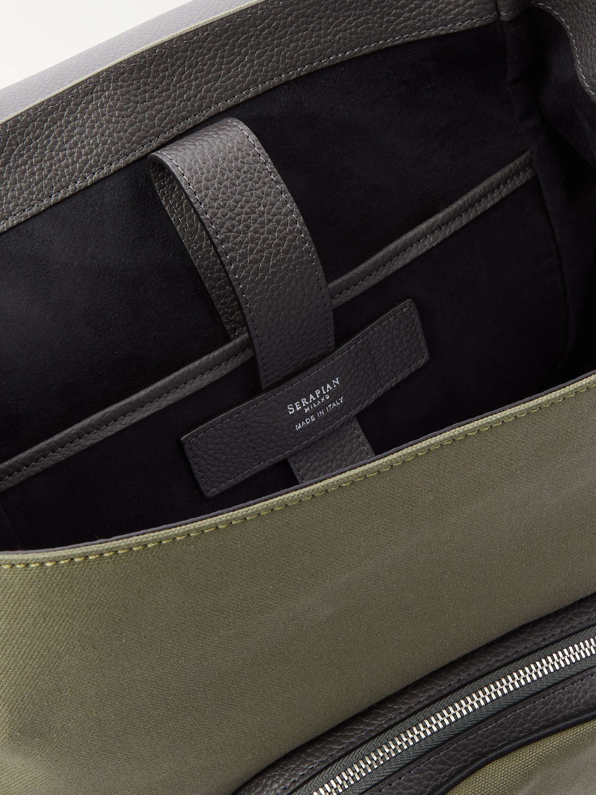 SERAPIAN Leather-Panelled Canvas Backpack