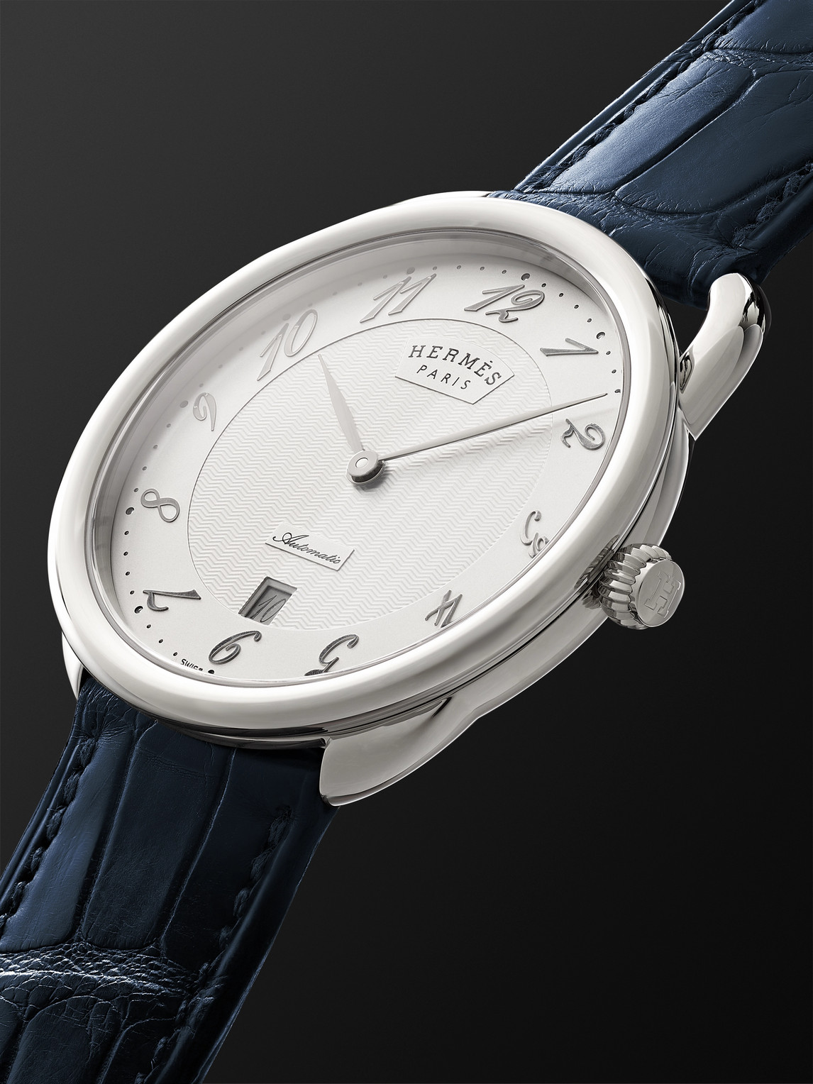  Hermès Timepieces - Montre Arceau Automatic 40mm Stainless Steel And Alligator Watch, Ref. No. 55547ww00 - Men - White 