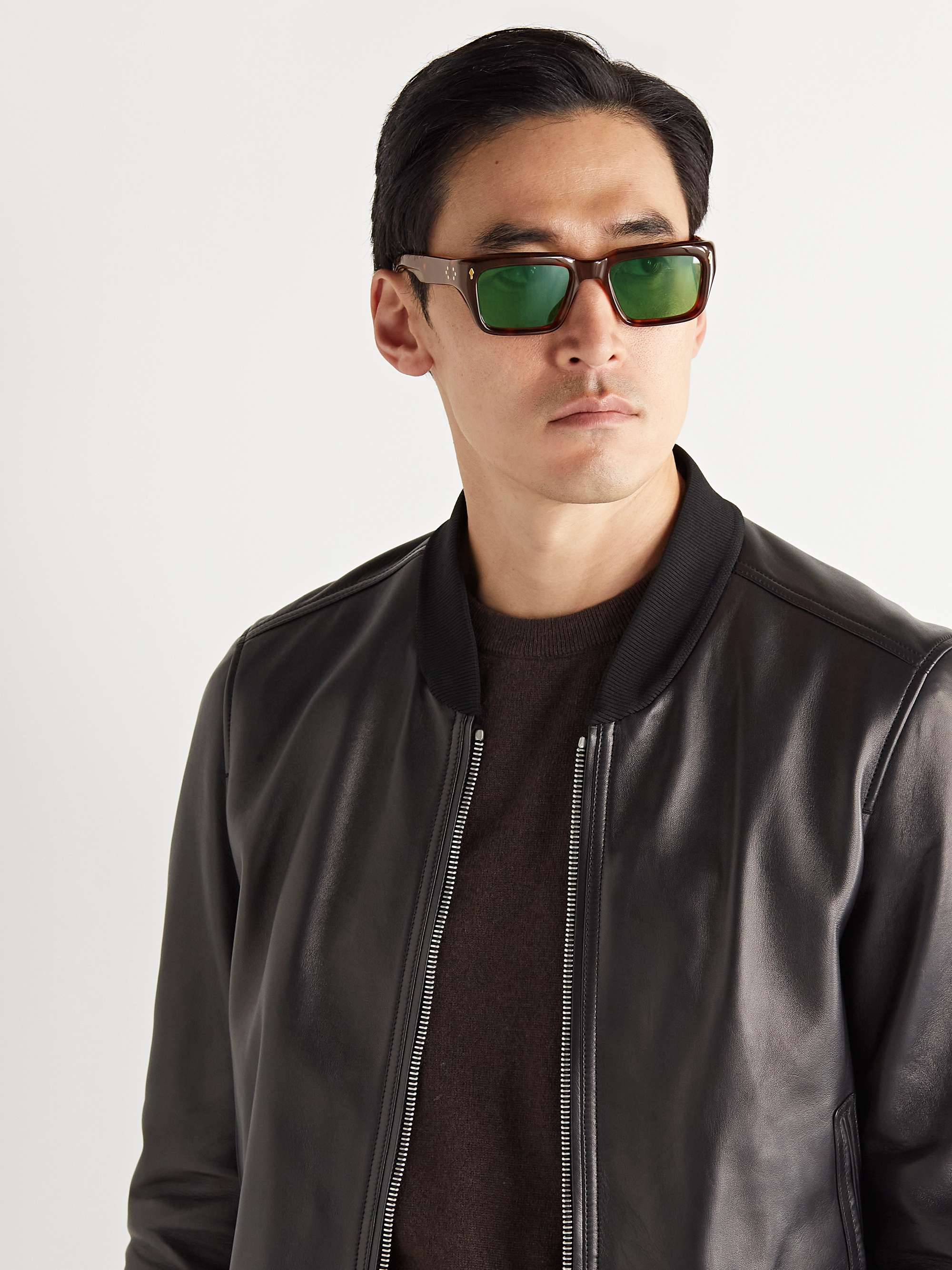 JACQUES MARIE MAGE Walker Rectangular-Frame Tortoiseshell Acetate Sunglasses