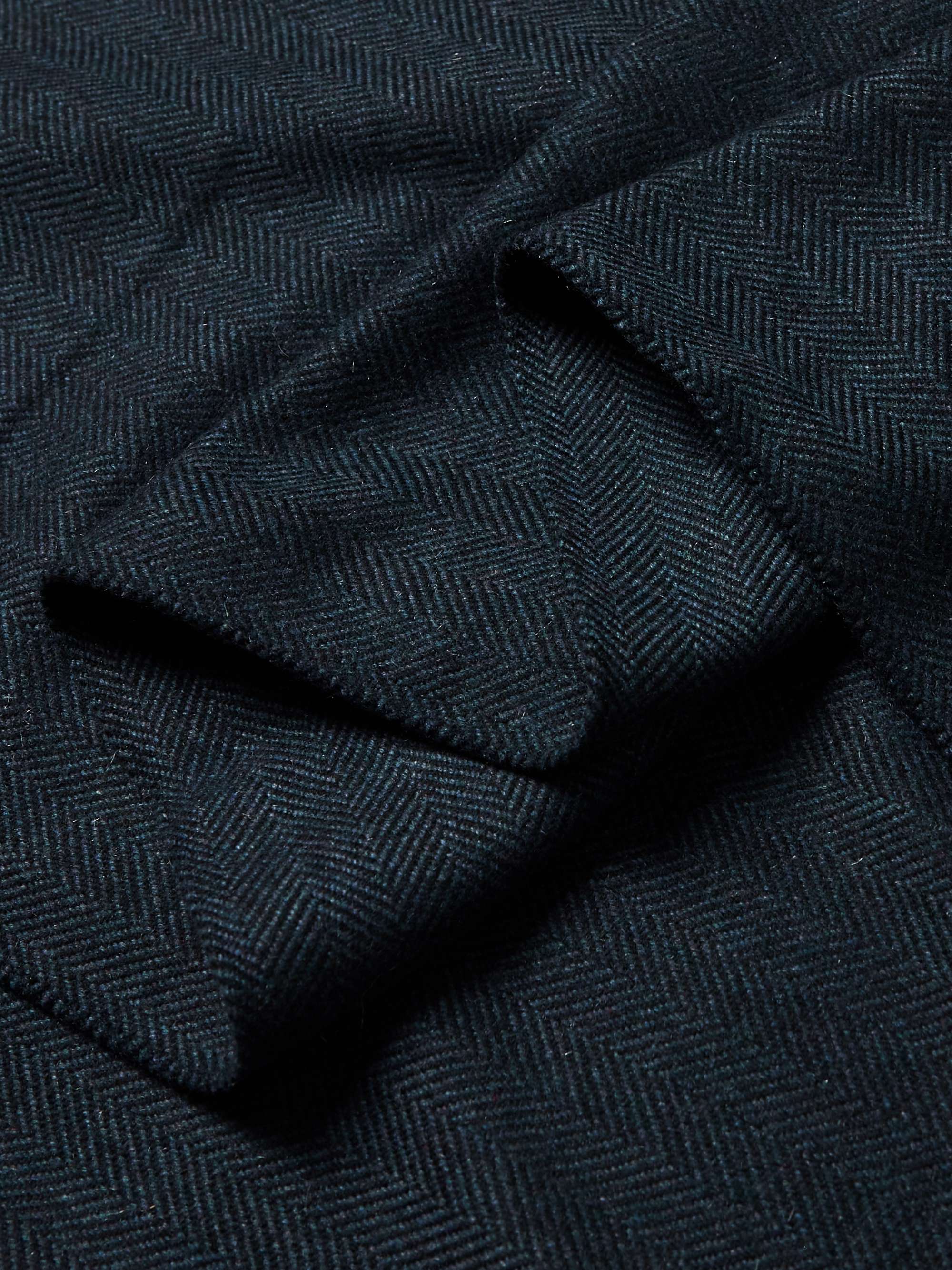 LORO PIANA Frayed Herringbone Cashmere Scarf