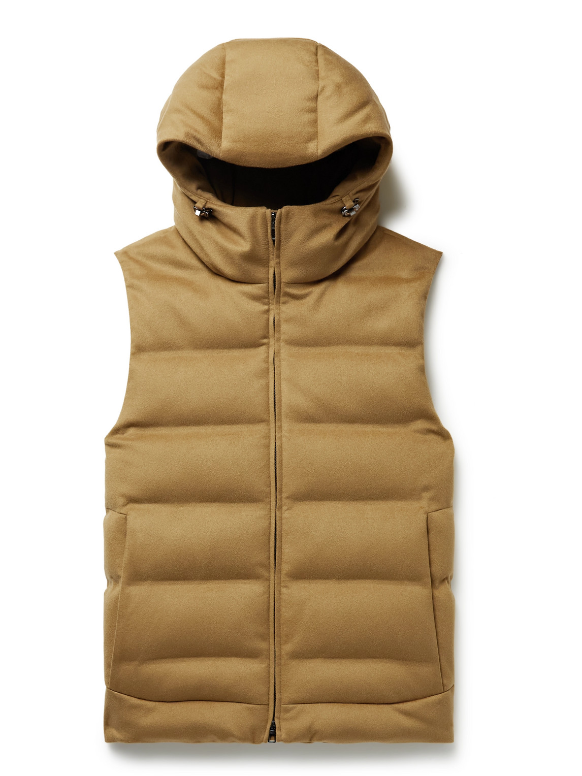 Loro Piana Fillmore Quilted Storm System Cashmere Hooded Down Gilet In Brown