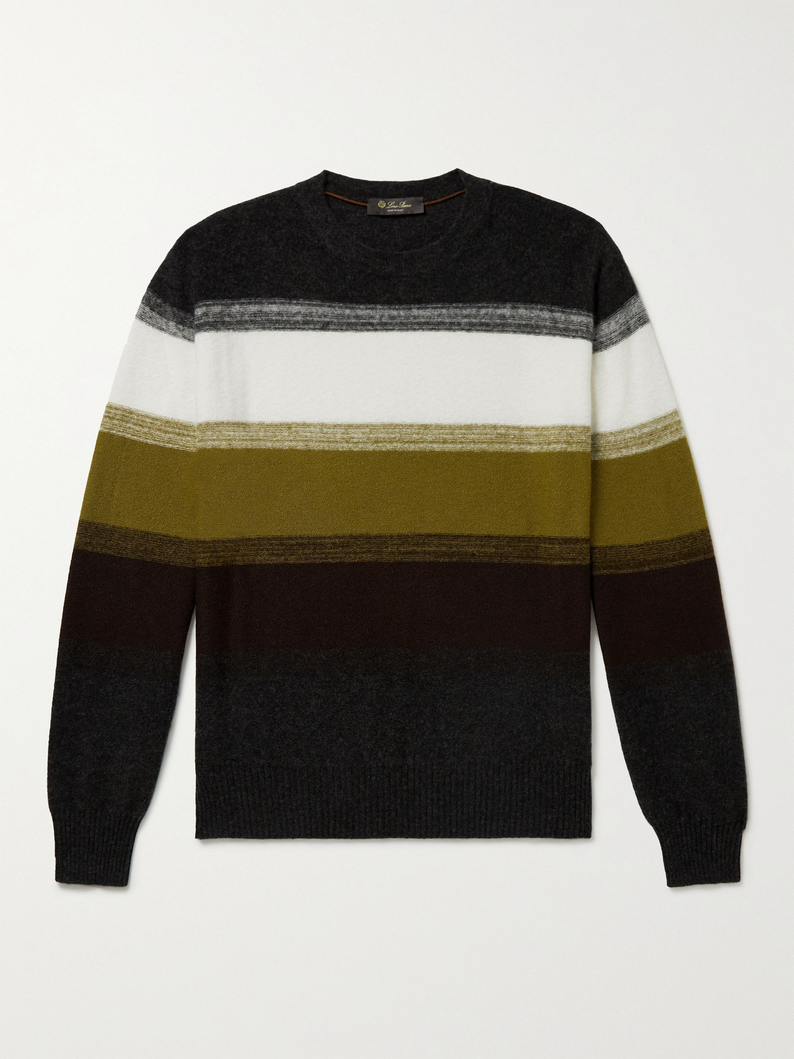 Loro Piana Glenshell Striped Cashmere and Silk-Blend Sweater - Men