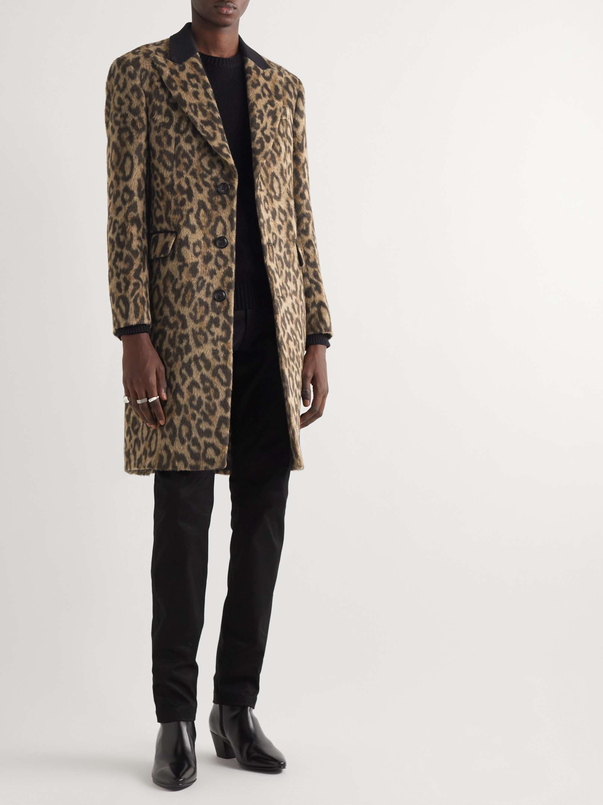 AMIRI Leopard-Print Textured-Knit Coat