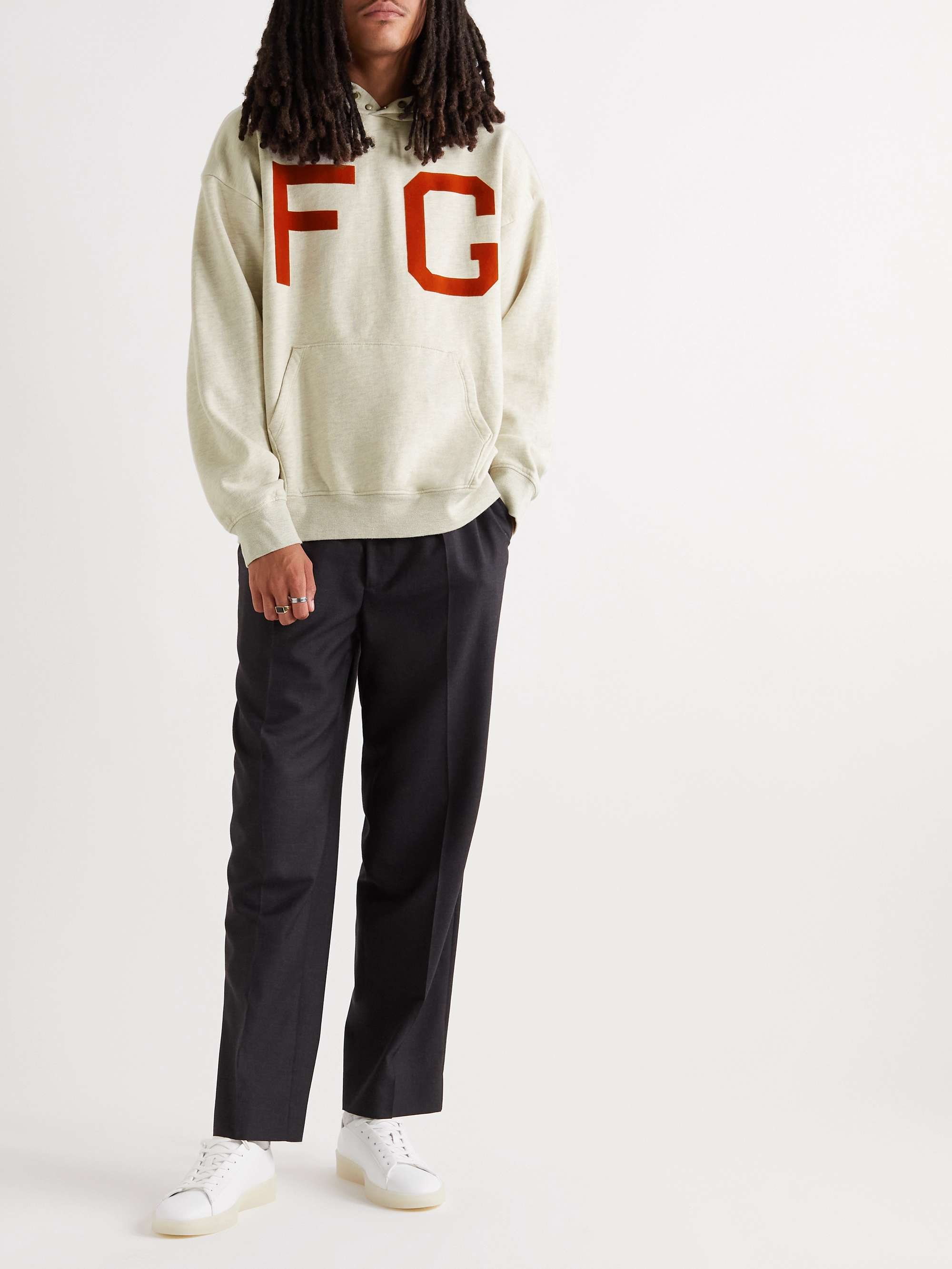 FEAR OF GOD Monarch Logo-Flocked Cotton Jersey Hoodie