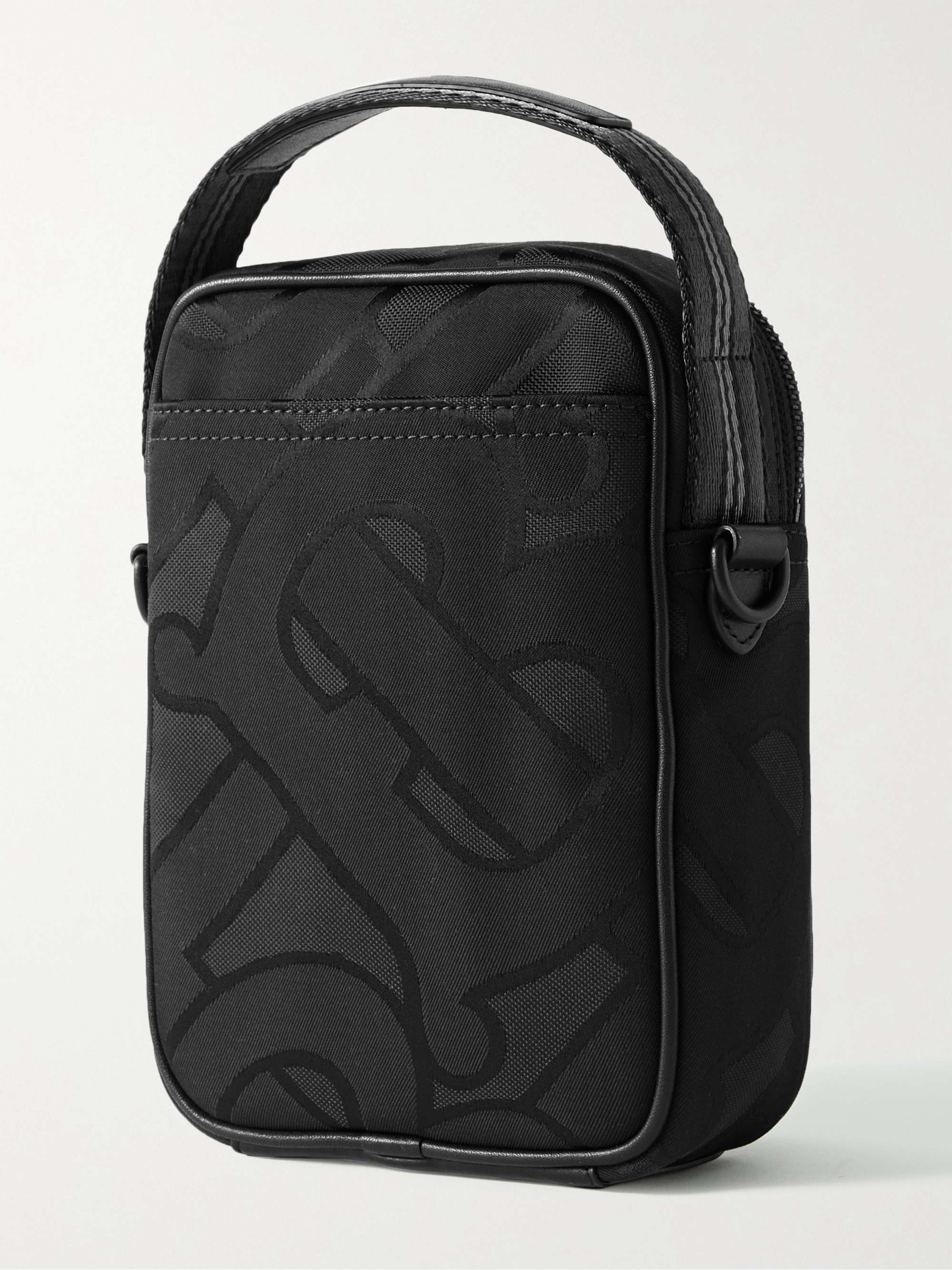BURBERRY Leather-Trimmed Recycled Logo-Jacquard Messenger Bag