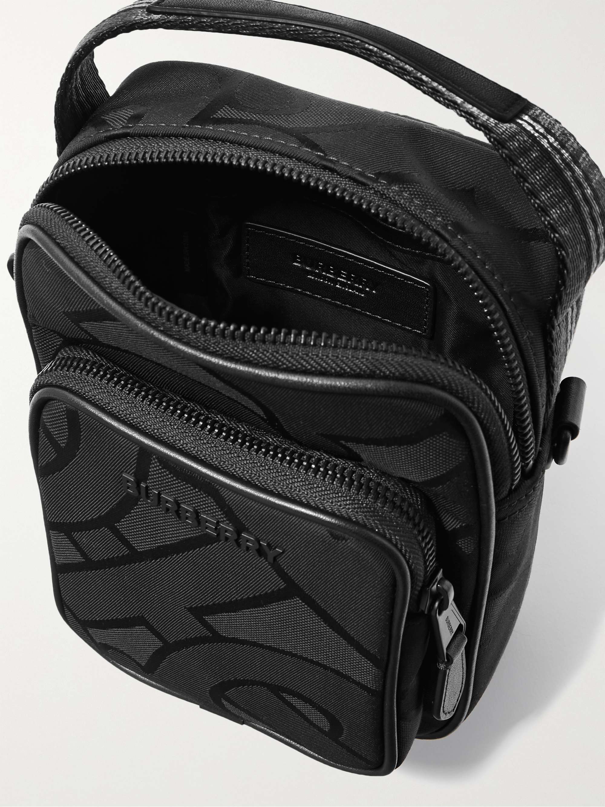 BURBERRY Leather-Trimmed Recycled Logo-Jacquard Messenger Bag