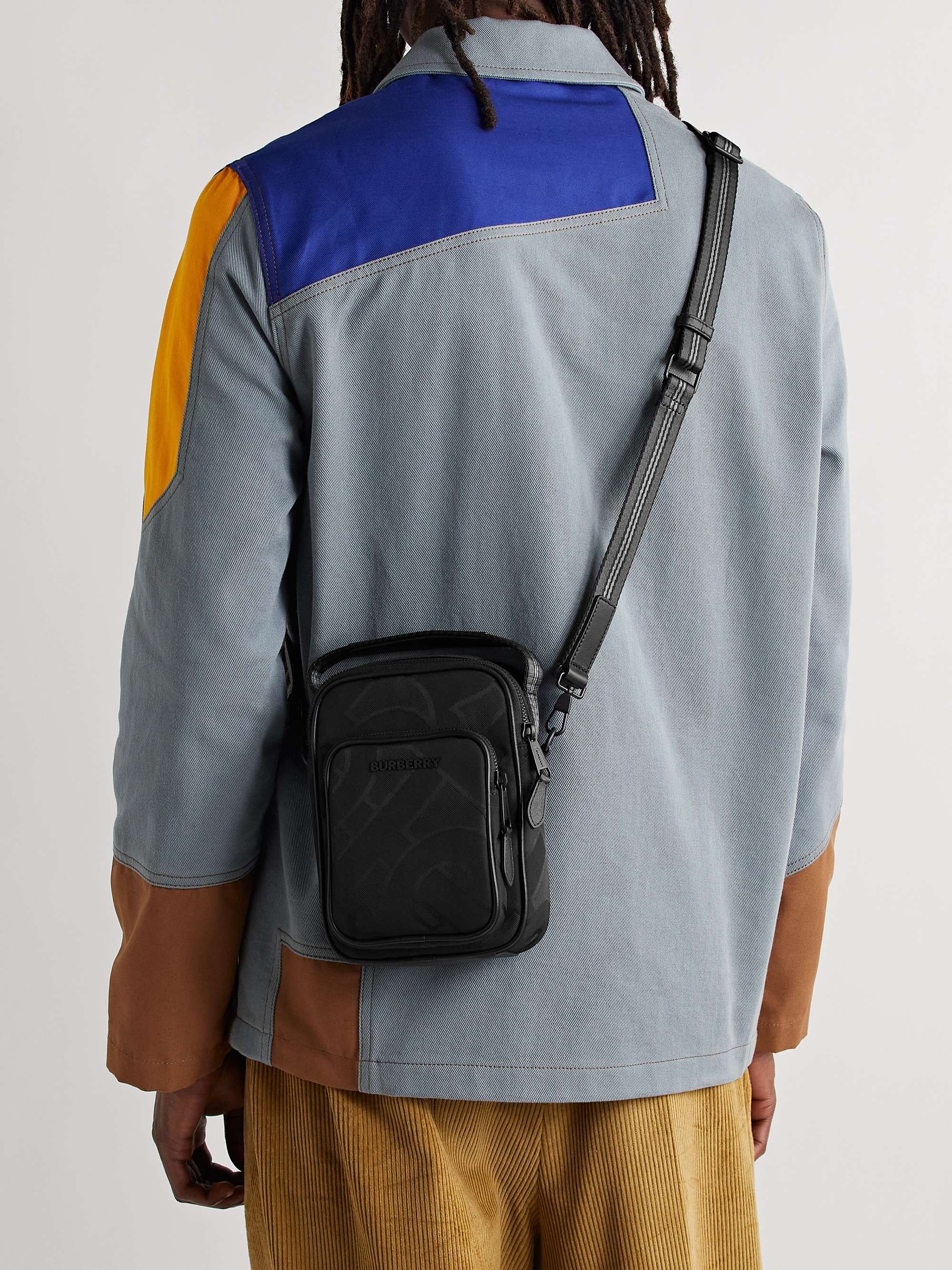 BURBERRY Leather-Trimmed Recycled Logo-Jacquard Messenger Bag