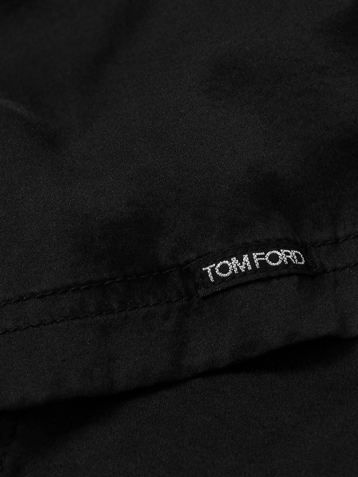 Shop Tom Ford Stretch-silk Satin Henley Pyjama Top In Black