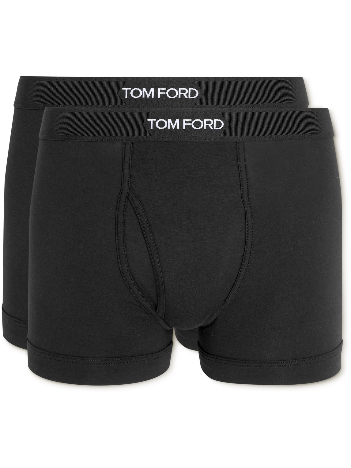 Shop Tom Ford Two-pack Stretch Cotton And Modal-blend Boxer Briefs In Black
