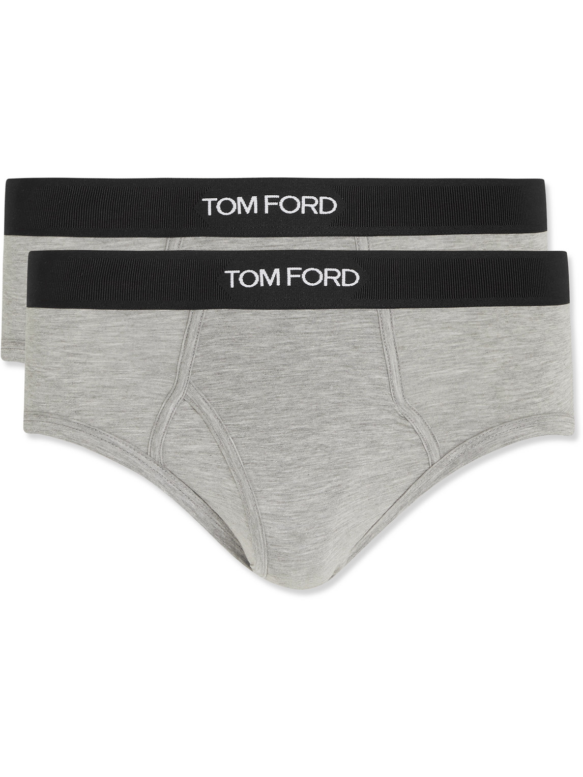 Tom Ford Two-pack Stretch Cotton And Modal-blend Briefs In Gray