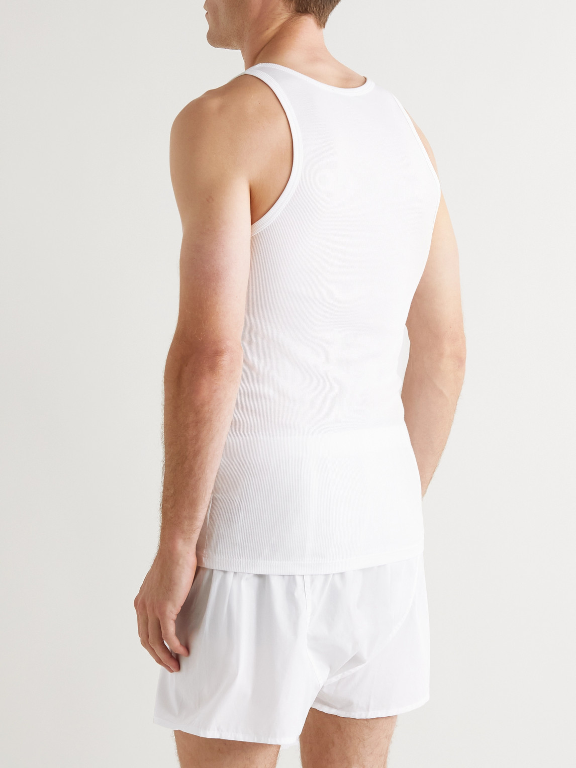 Shop Tom Ford Ribbed Cotton And Modal-blend Tank Top In White