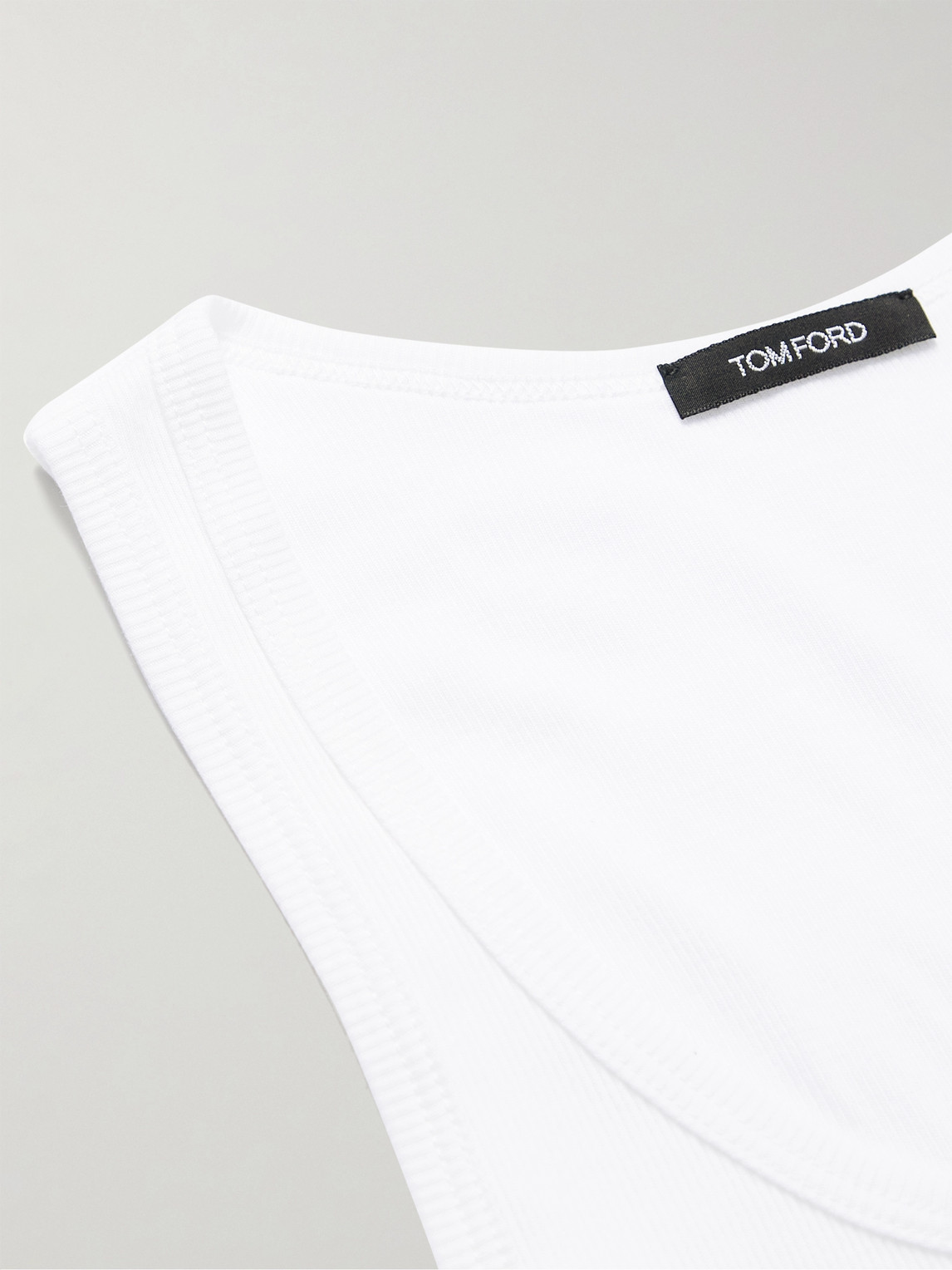 Shop Tom Ford Ribbed Cotton And Modal-blend Tank Top In White