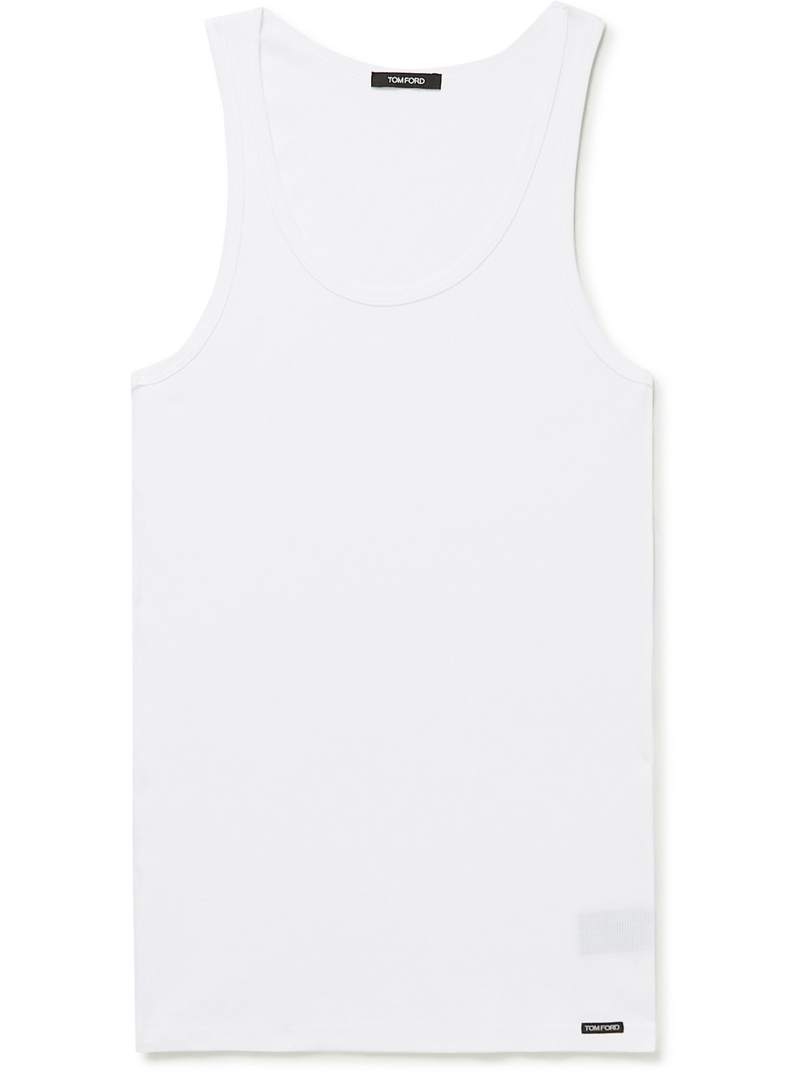 Shop Tom Ford Ribbed Cotton And Modal-blend Tank Top In White