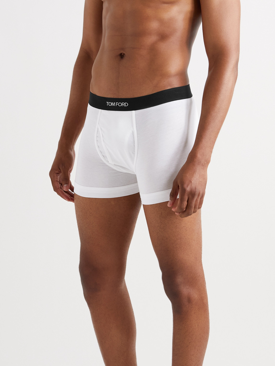 Shop Tom Ford Two-pack Stretch Cotton And Modal-blend Boxer Briefs In White