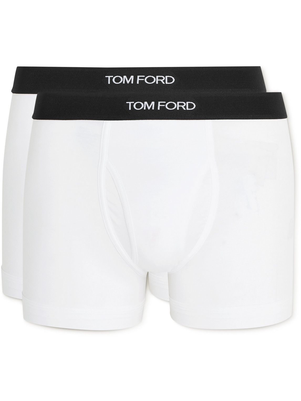 Shop Tom Ford Two-pack Stretch Cotton And Modal-blend Boxer Briefs In White