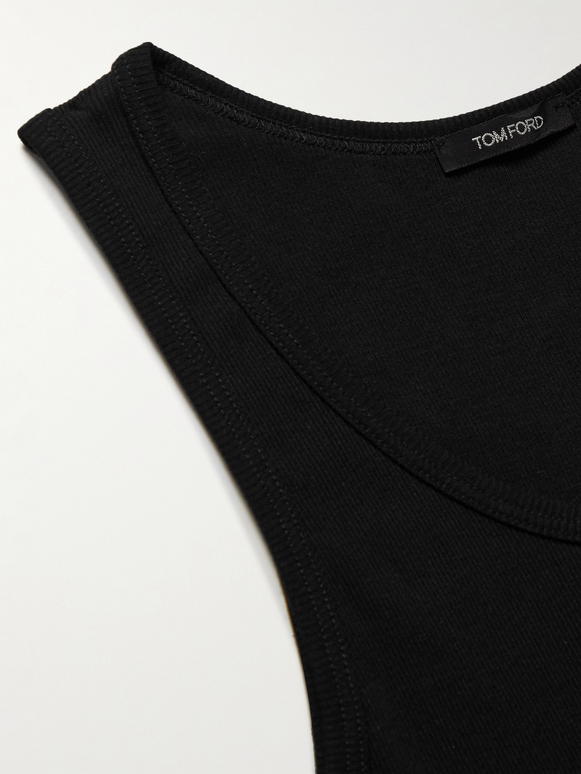 Shop Tom Ford Ribbed Cotton And Modal-blend Tank Top In Black