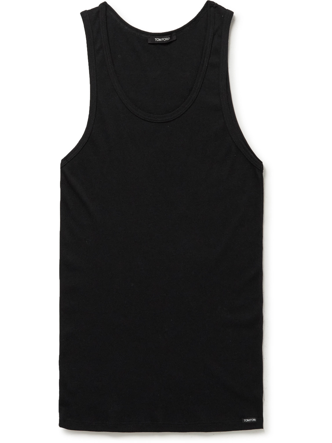Shop Tom Ford Ribbed Cotton And Modal-blend Tank Top In Black