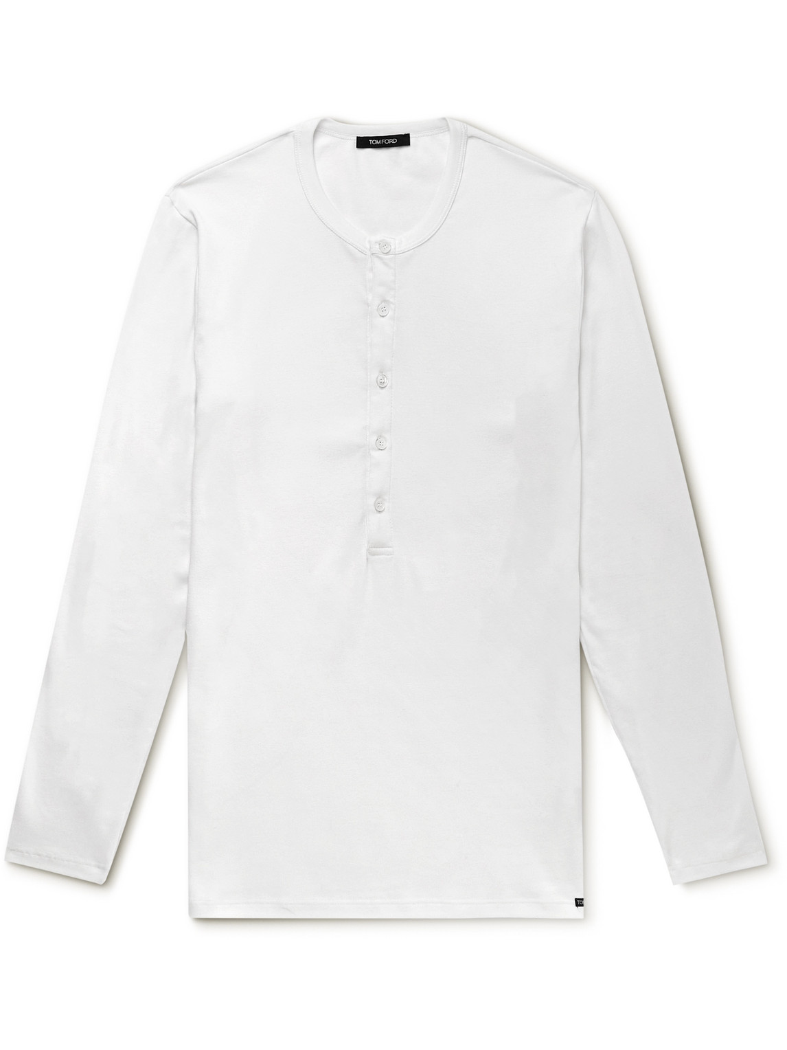 Tom Ford Stretch-cotton Jersey Henley Pyjama T-shirt In White