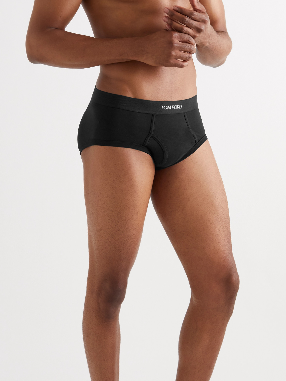 Shop Tom Ford Two-pack Stretch Cotton And Modal-blend Briefs In Black