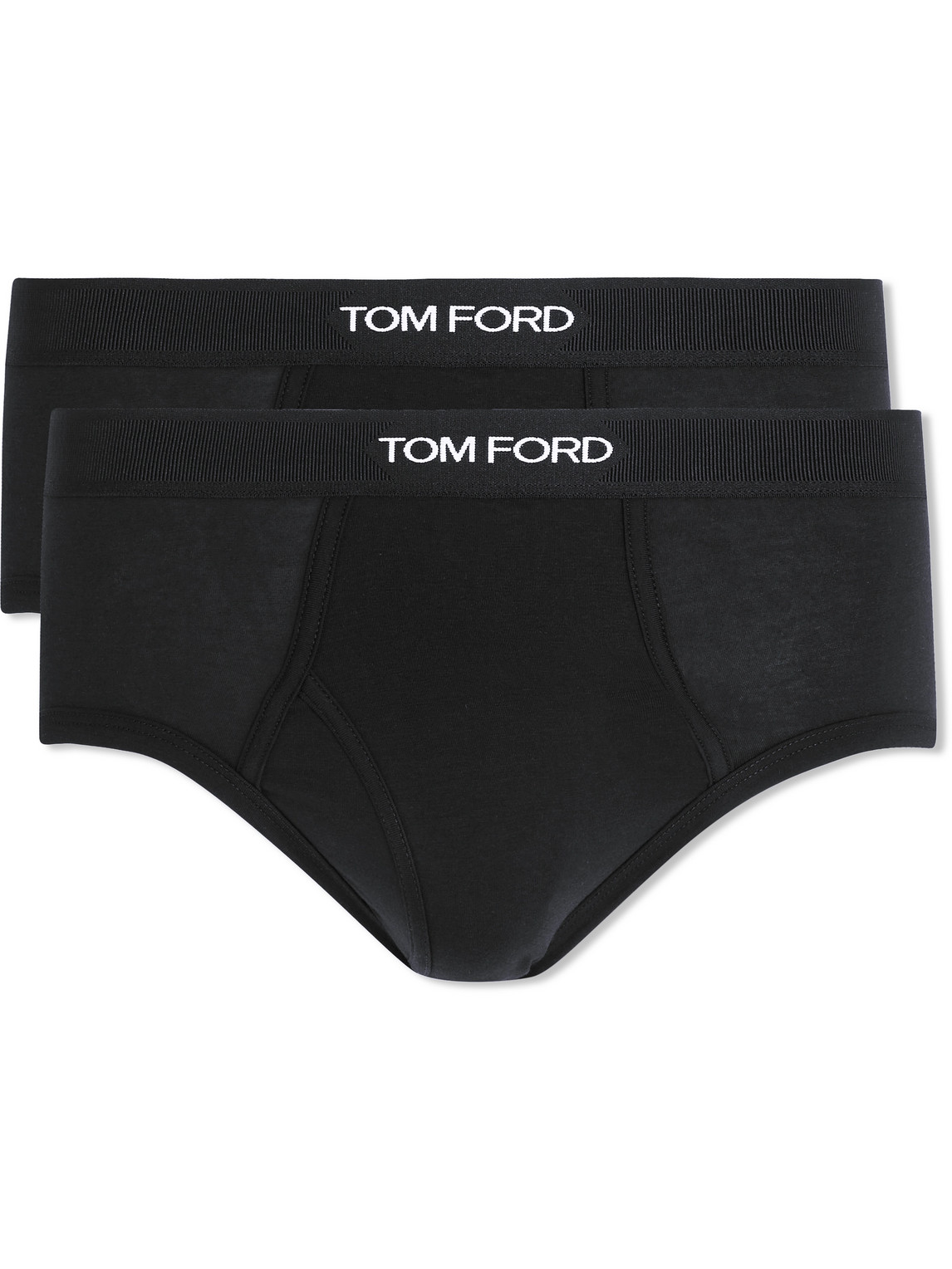 Tom Ford Two-pack Stretch Cotton And Modal-blend Briefs In Black