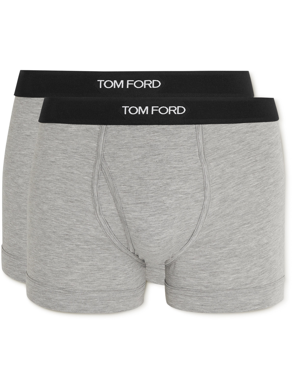 Shop Tom Ford Two-pack Stretch Cotton And Modal-blend Boxer Briefs In Gray