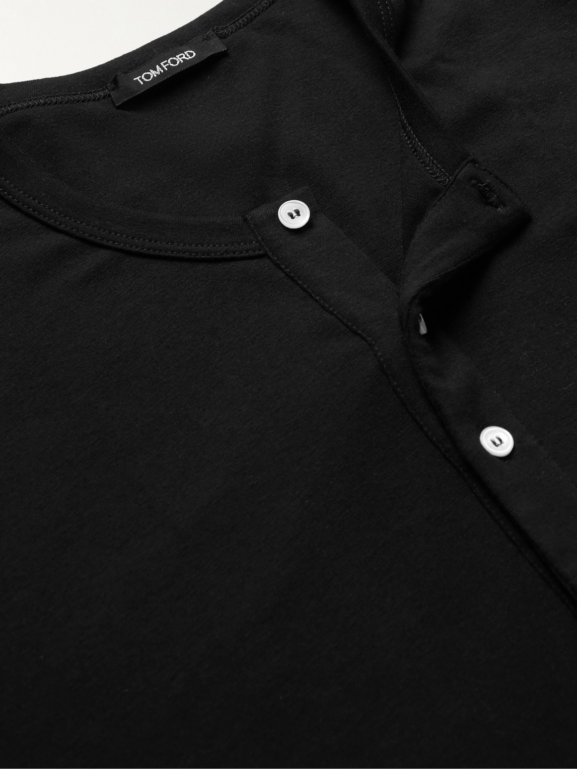 Shop Tom Ford Stretch-cotton Jersey Henley Pyjama T-shirt In Black