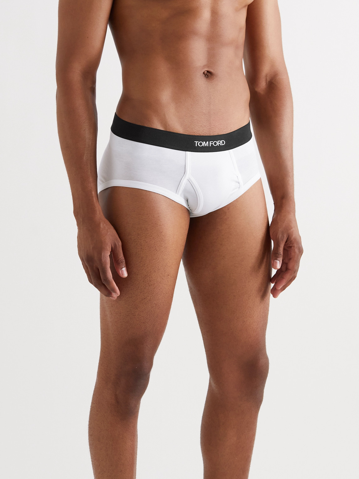 Shop Tom Ford Two-pack Stretch Cotton And Modal-blend Briefs In White