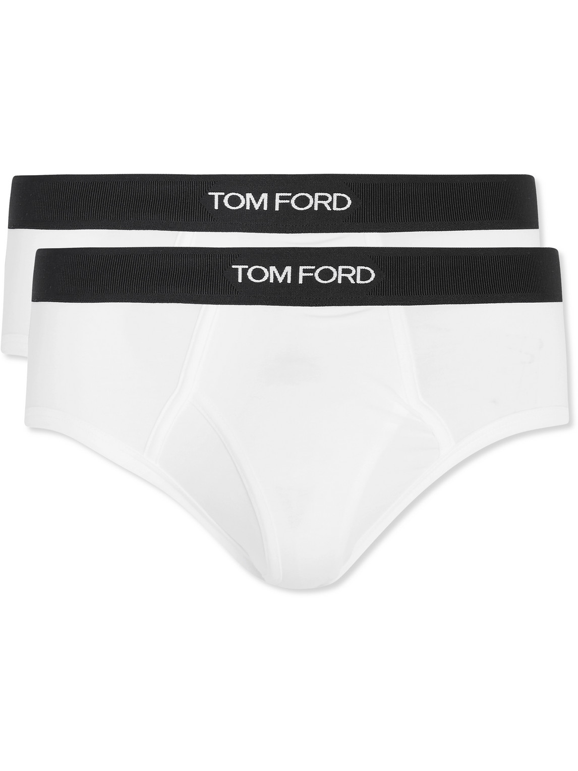 Shop Tom Ford Two-pack Stretch Cotton And Modal-blend Briefs In White