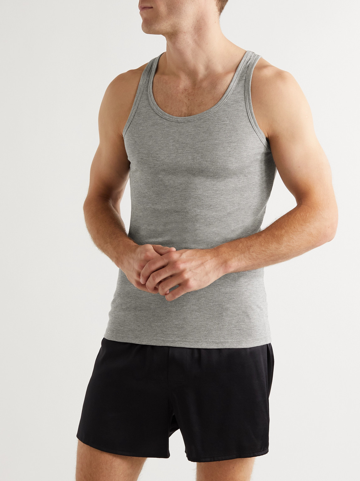 Shop Tom Ford Ribbed Cotton And Modal-blend Tank Top In Unknown