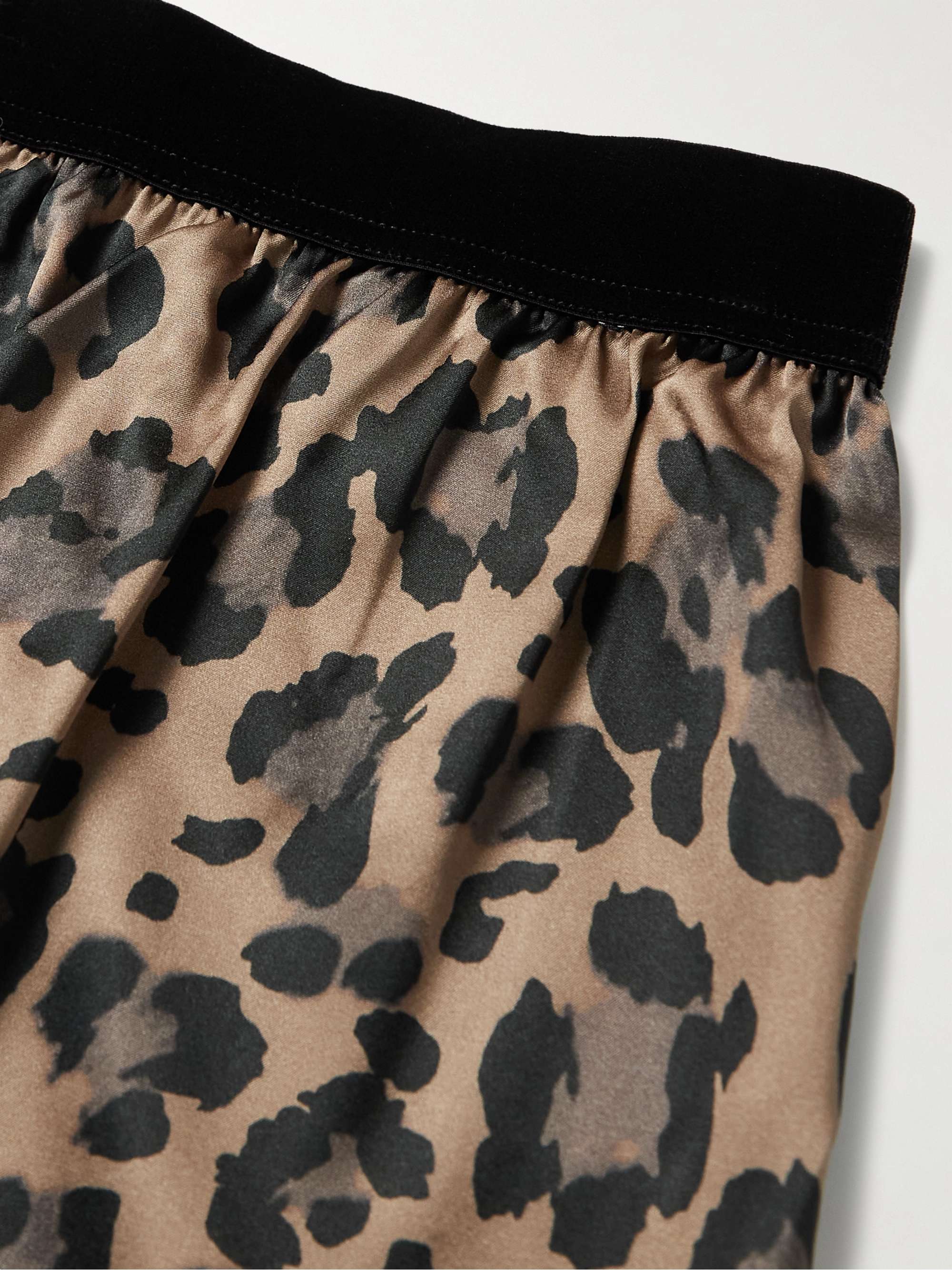 TOM FORD Velvet-Trimmed Leopard-Print Silk-Satin Boxer Briefs for