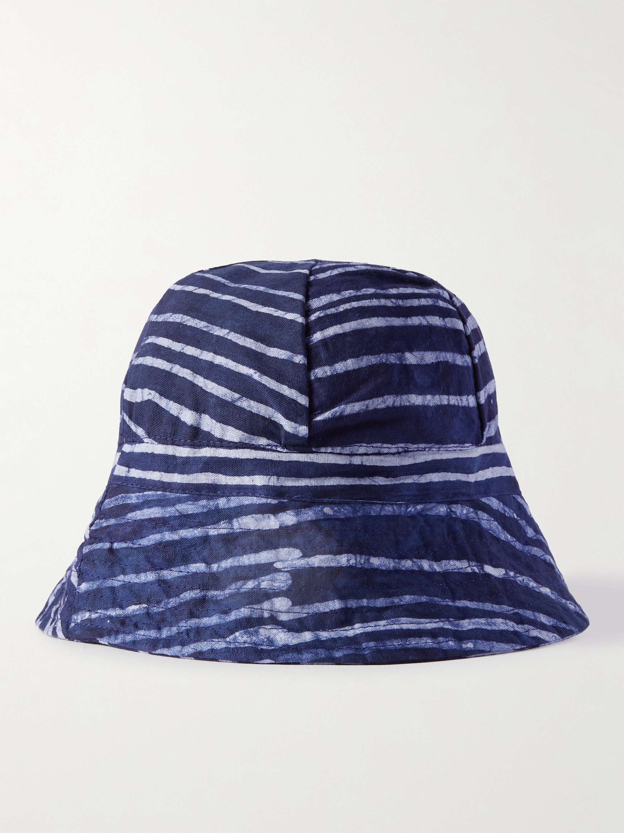POST-IMPERIAL Beaded Striped Indigo-Dyed Cotton Bucket Hat