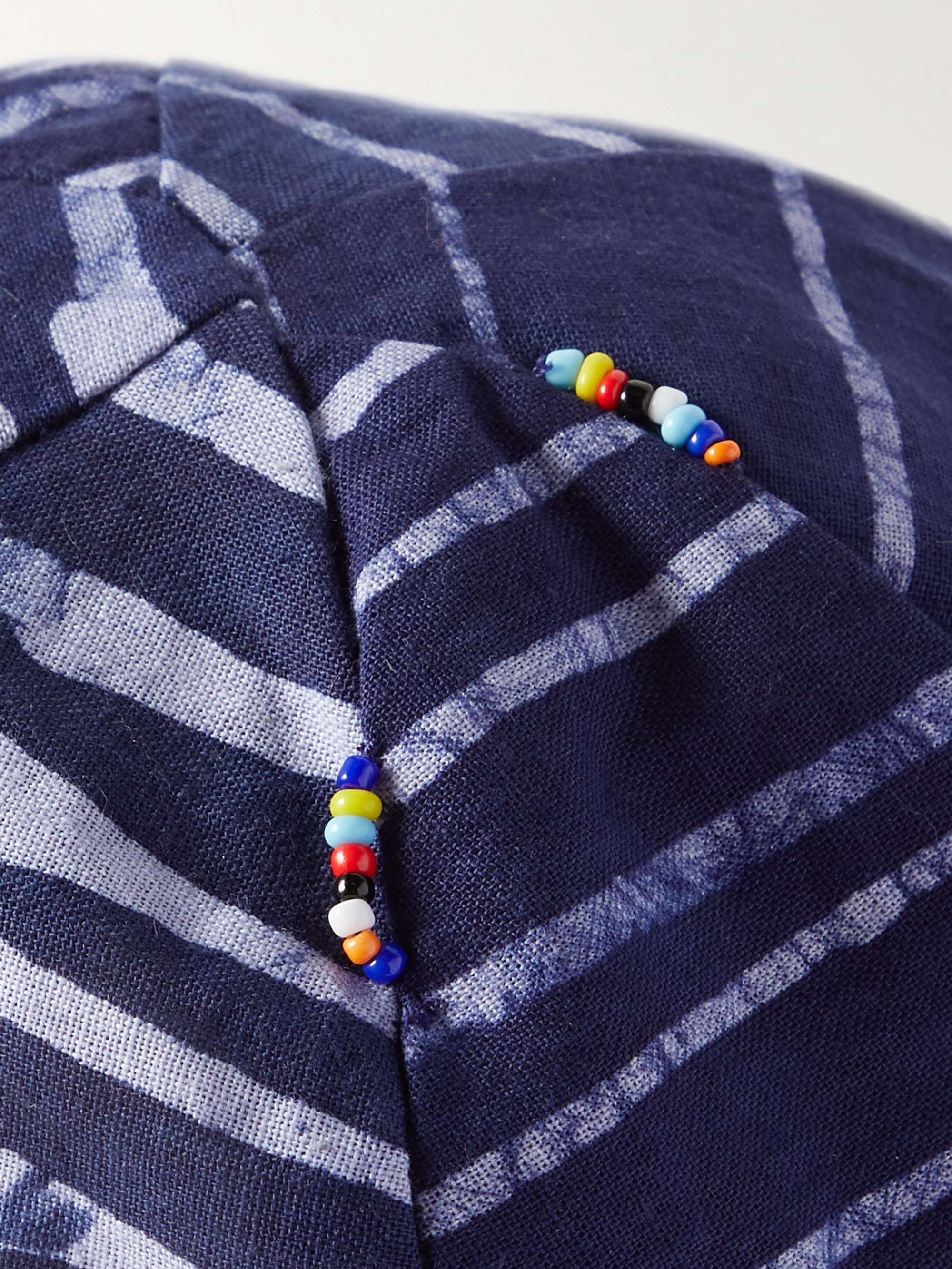 POST-IMPERIAL Beaded Striped Indigo-Dyed Cotton Bucket Hat