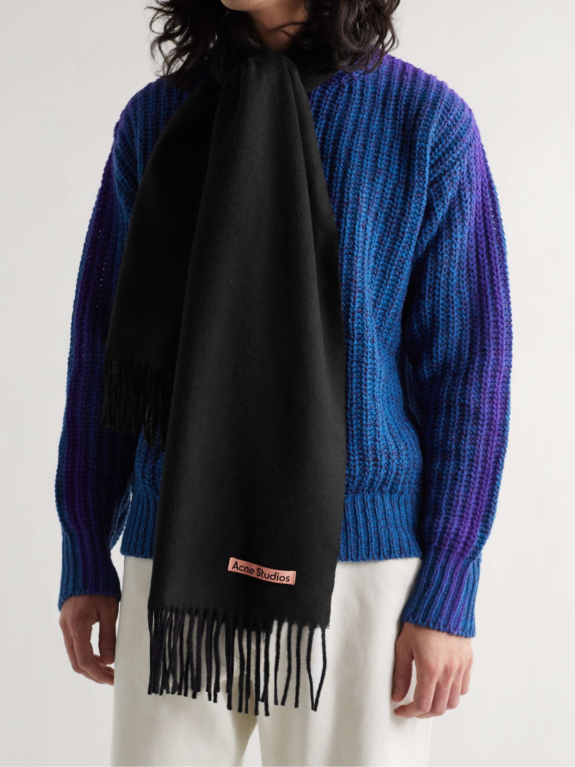 ACNE STUDIOS Canada Logo-Detailed Fringed Cashmere Scarf