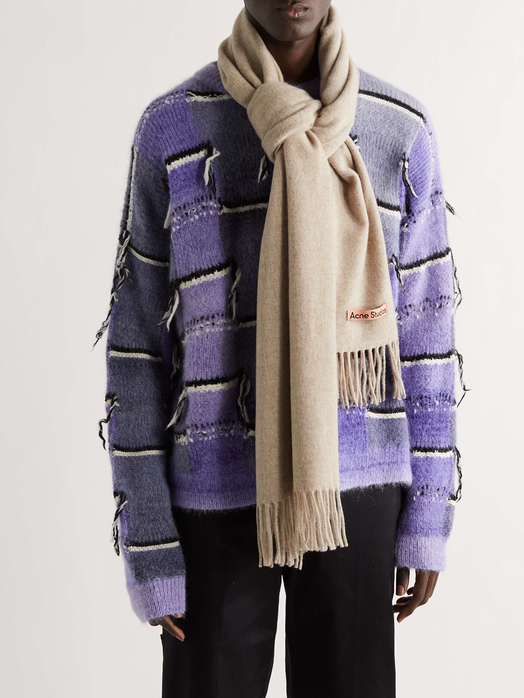 ACNE STUDIOS Oversized Fringed Melangé Wool Scarf