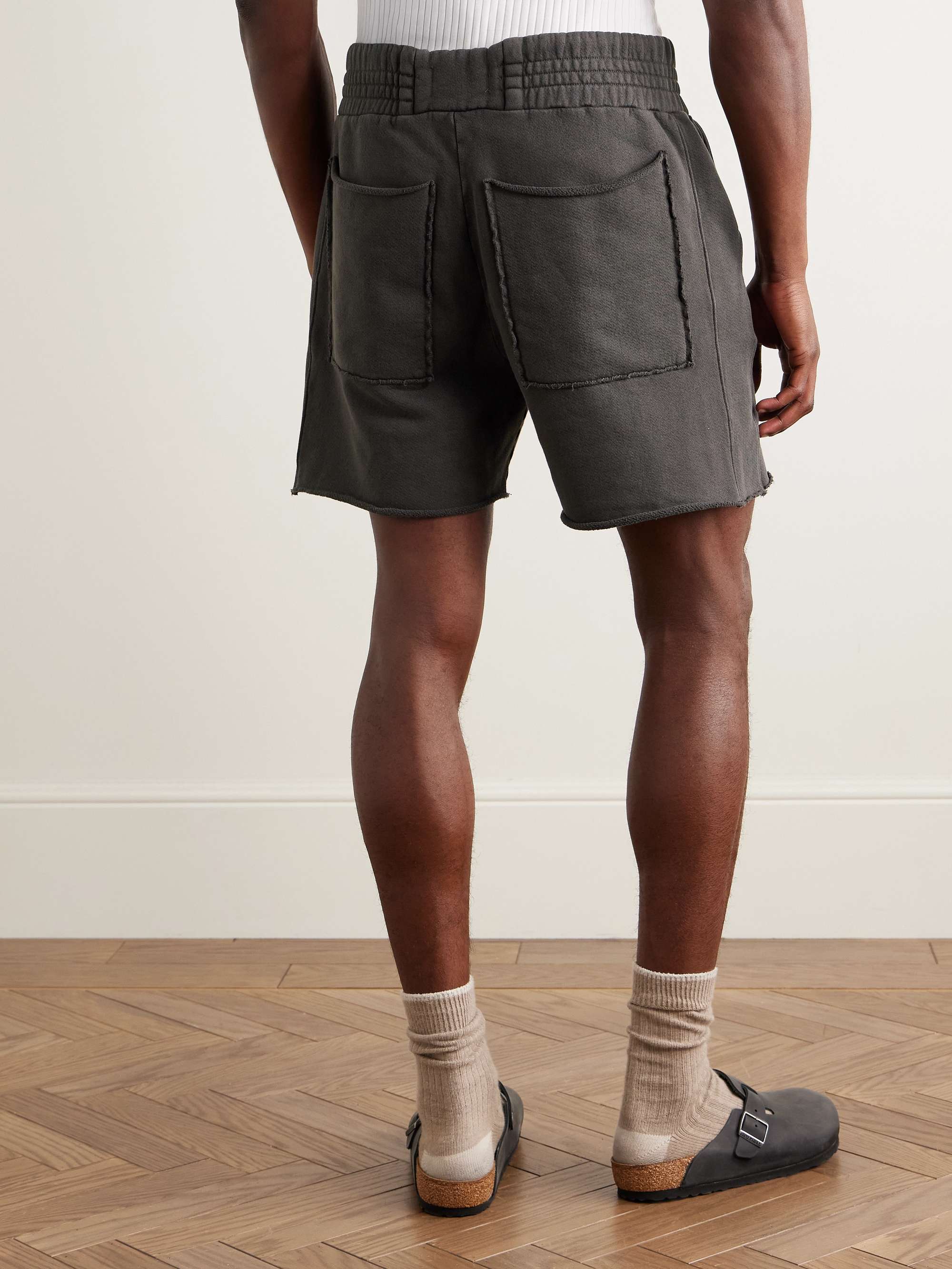 LES TIEN Garment-Dyed Fleece-Back Cotton-Jersey Drawstring Shorts