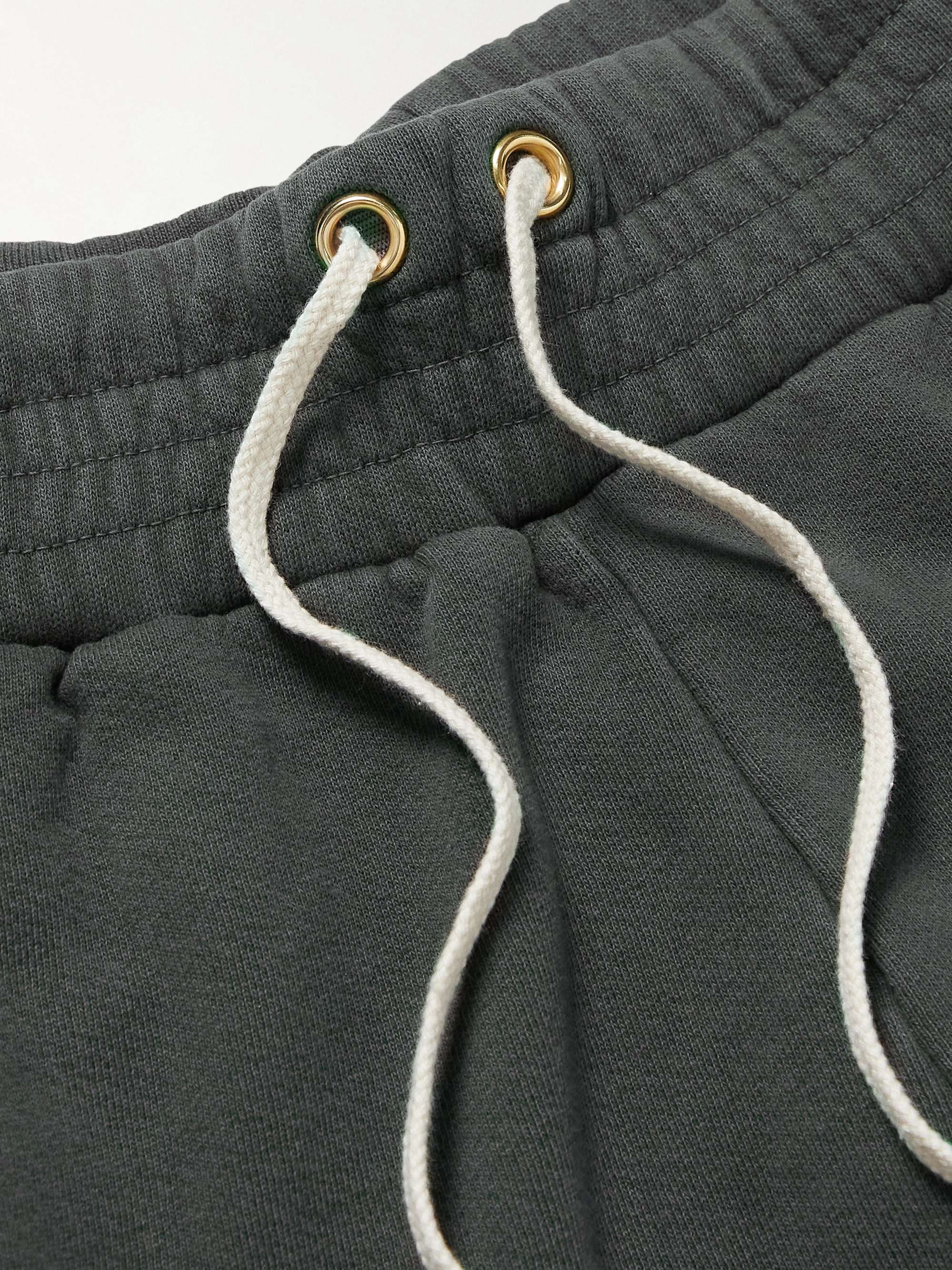 LES TIEN Garment-Dyed Fleece-Back Cotton-Jersey Drawstring Shorts