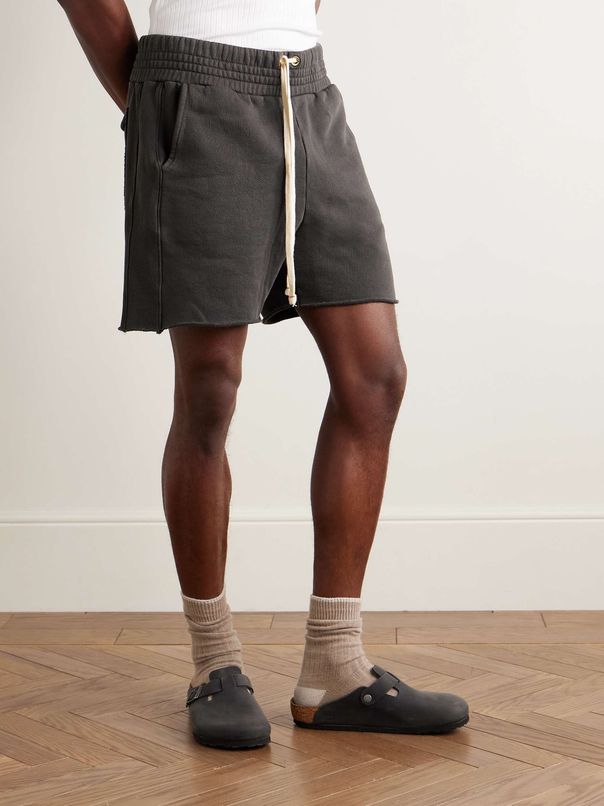 LES TIEN Garment-Dyed Fleece-Back Cotton-Jersey Drawstring Shorts