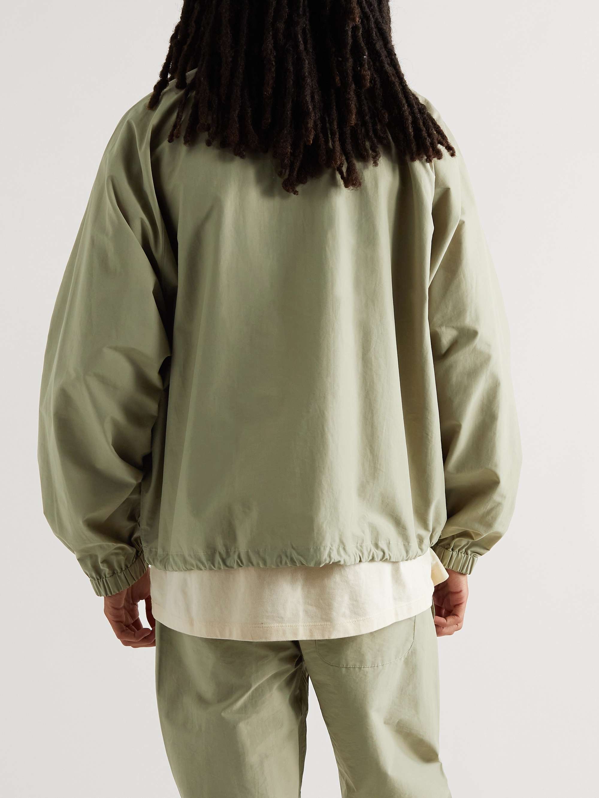 FEAR OF GOD ESSENTIALS Logo-Print Cotton-Blend Poplin Half-Zip Track Jacket
