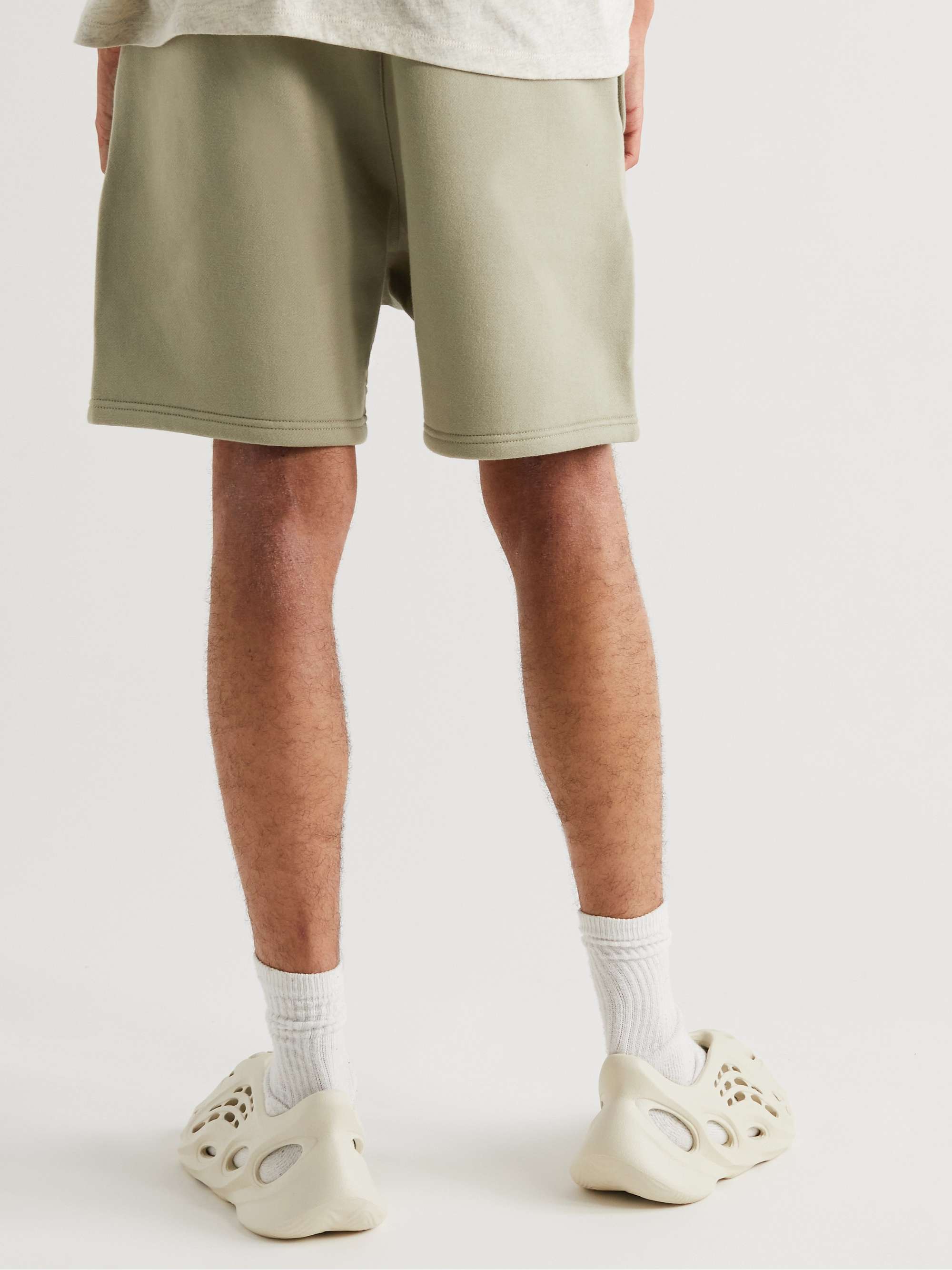 FEAR OF GOD ESSENTIALS Wide-Leg Logo-Print Cotton-Blend Jersey Drawstring Shorts